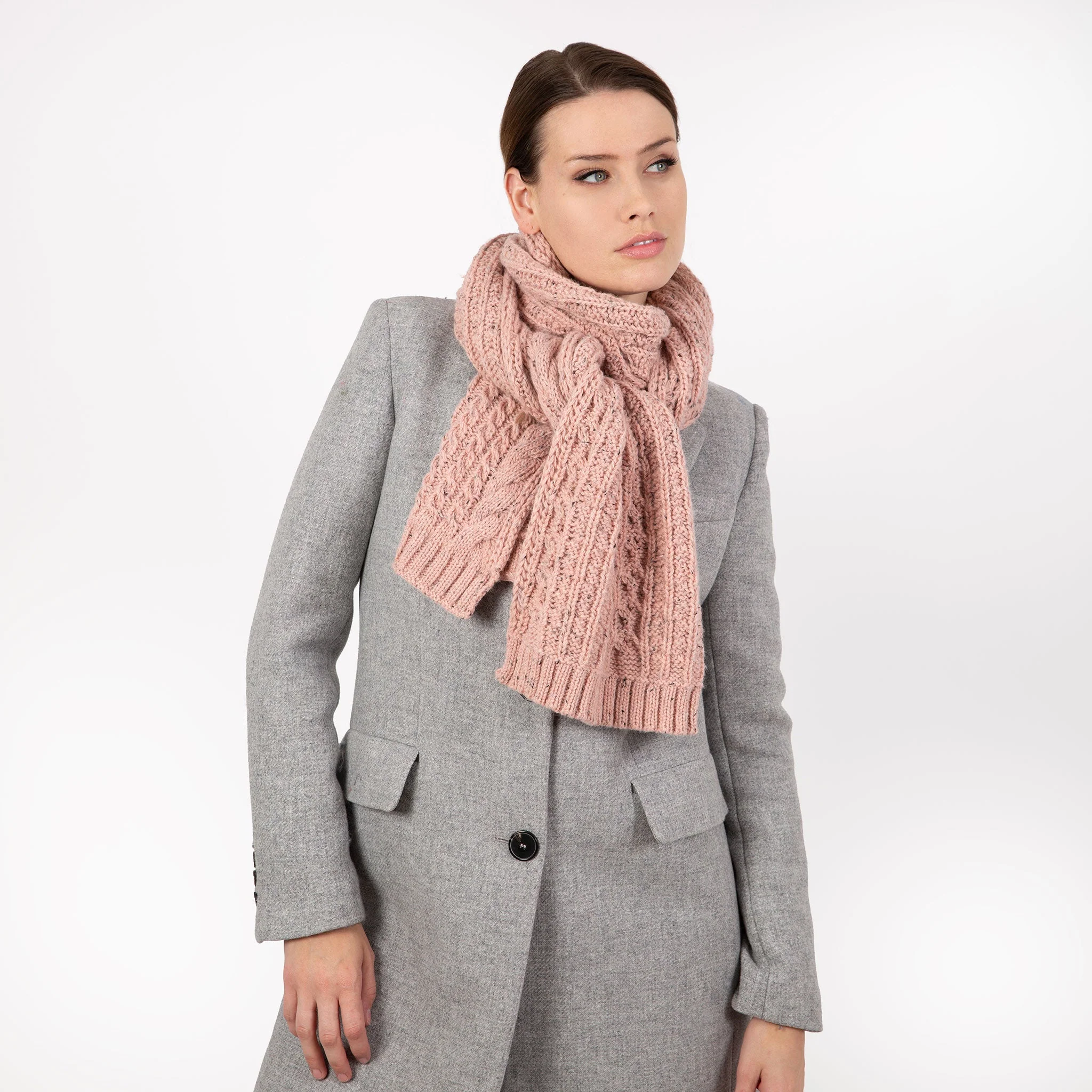 Women’s Cable Knit Scarf with Marl Yarn - Image 14