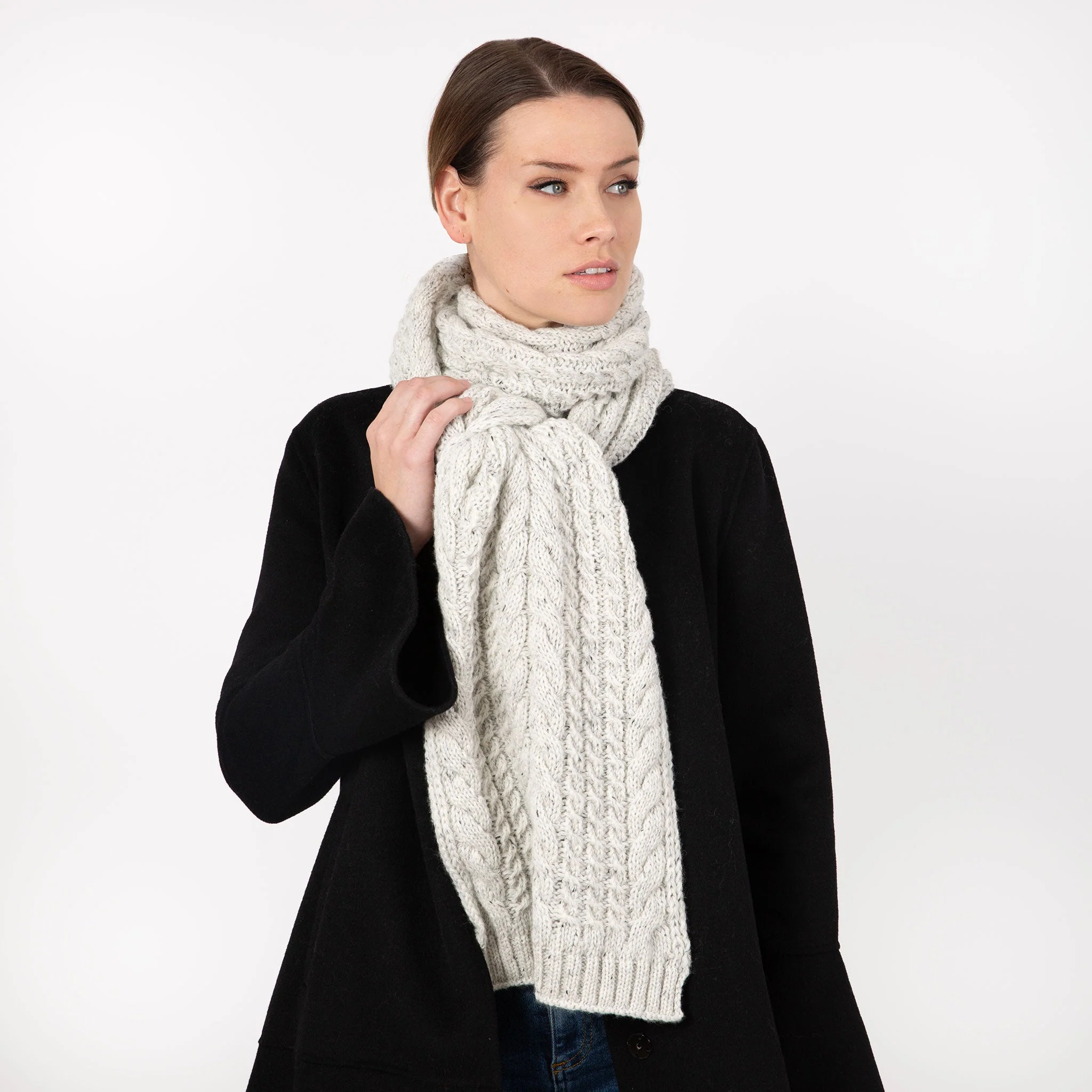 Women’s Cable Knit Scarf with Marl Yarn - Image 18