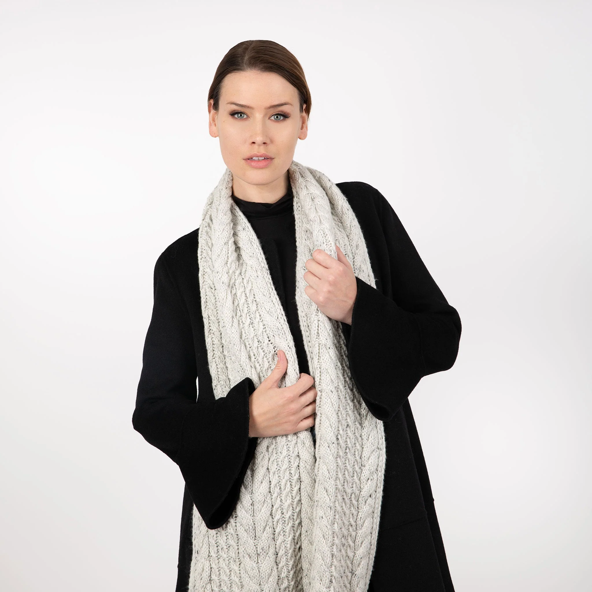 Women’s Cable Knit Scarf with Marl Yarn - Image 19