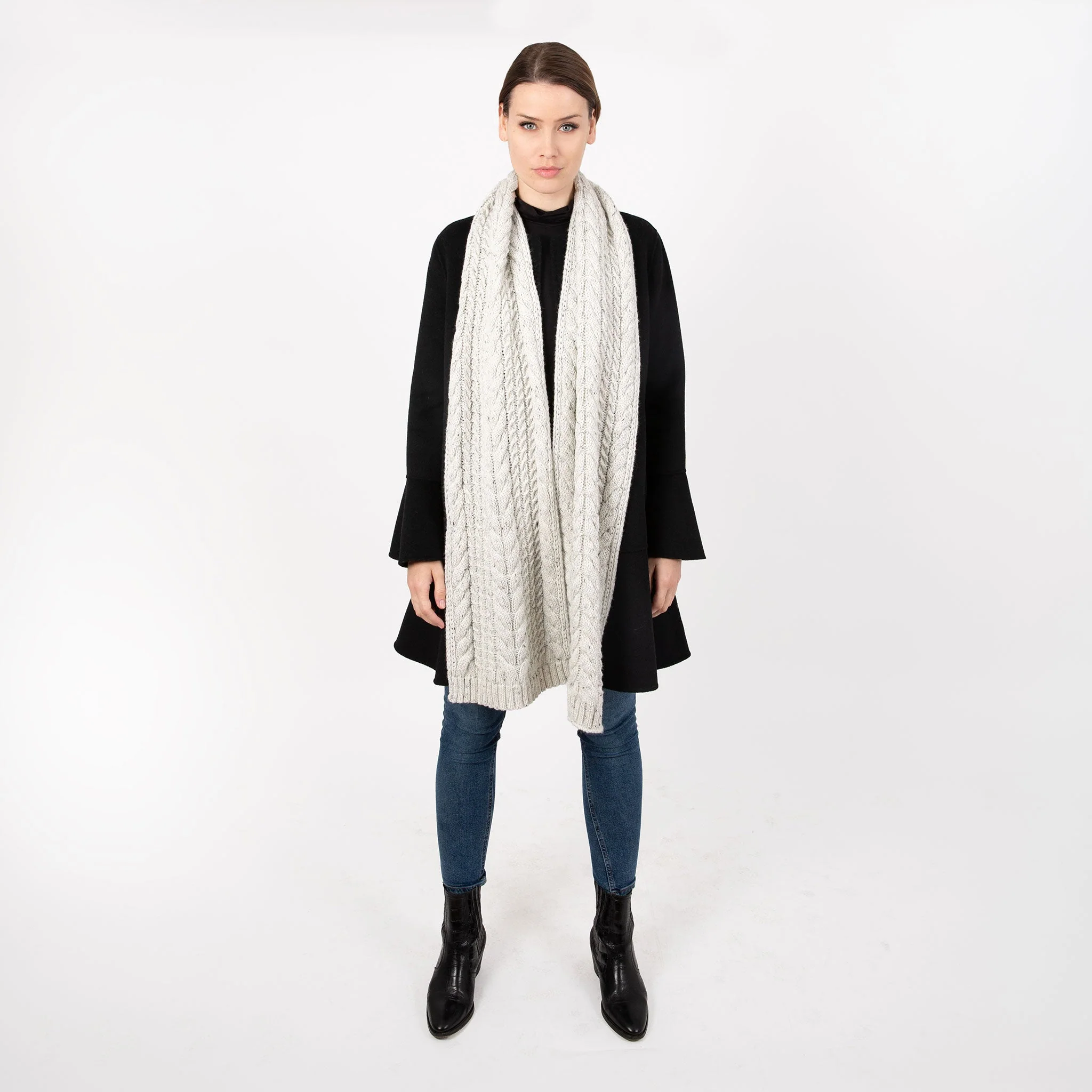 Women’s Cable Knit Scarf with Marl Yarn - Image 20