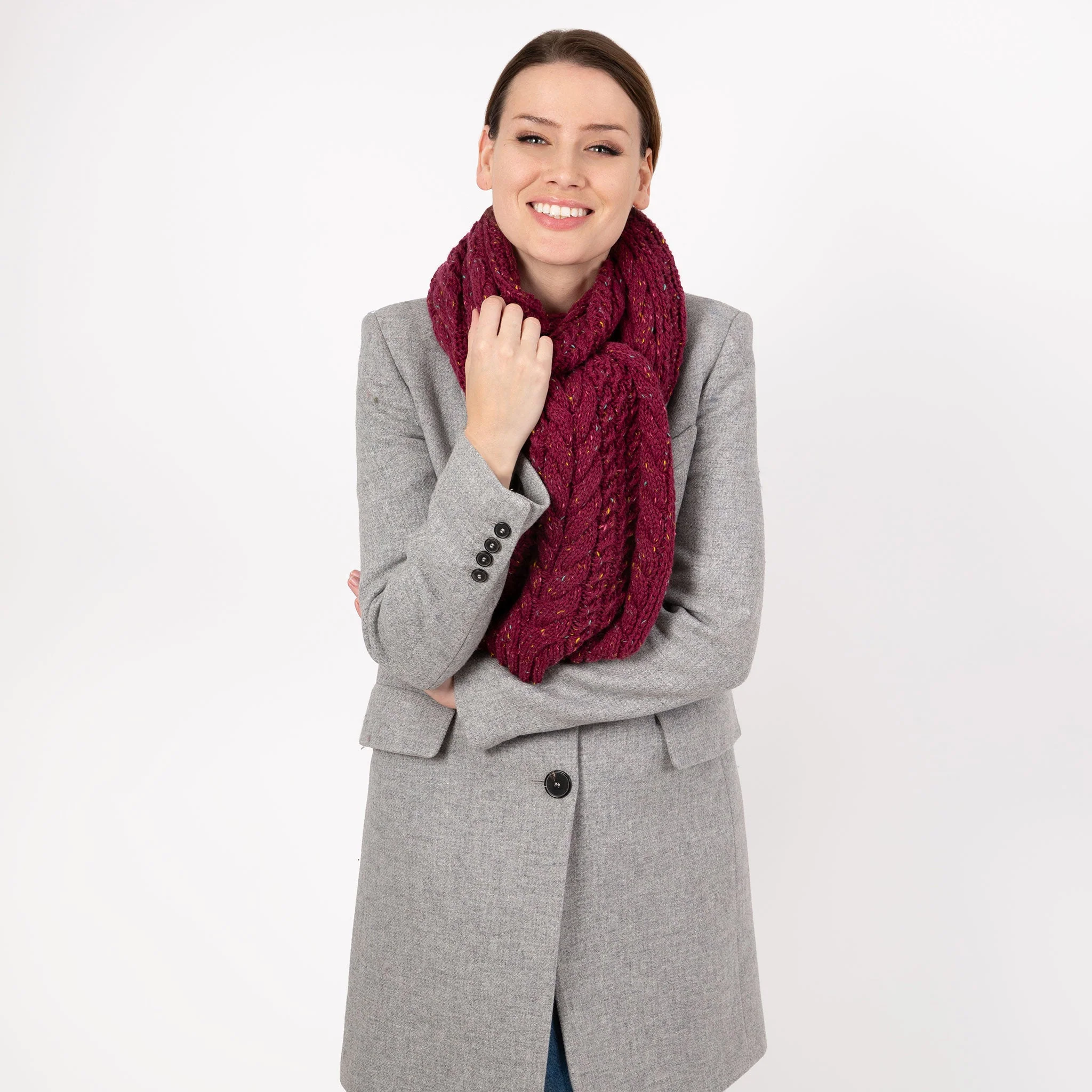 Women’s Cable Knit Scarf with Marl Yarn - Image 3