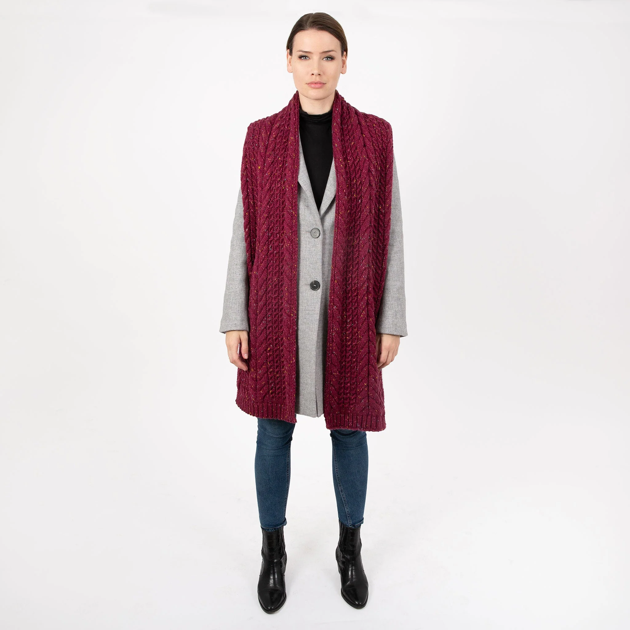 Women’s Cable Knit Scarf with Marl Yarn - Image 5