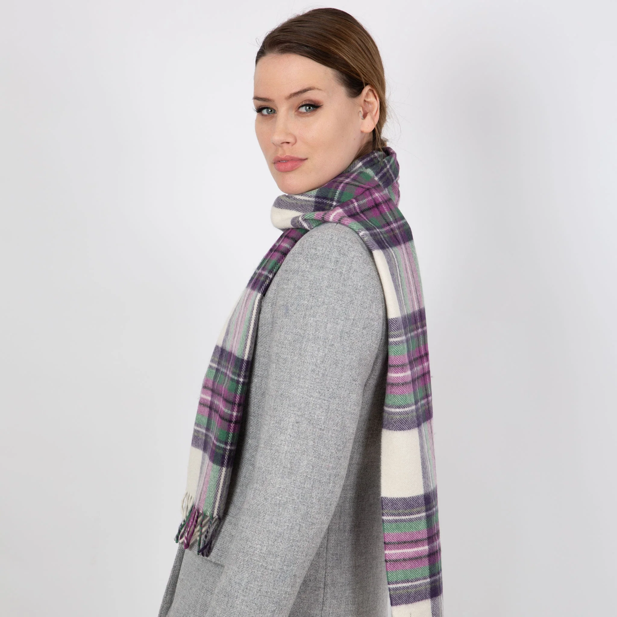 Heritage Plaid Check Cashmere Scarf with Tassels and Gift Box - Image 63