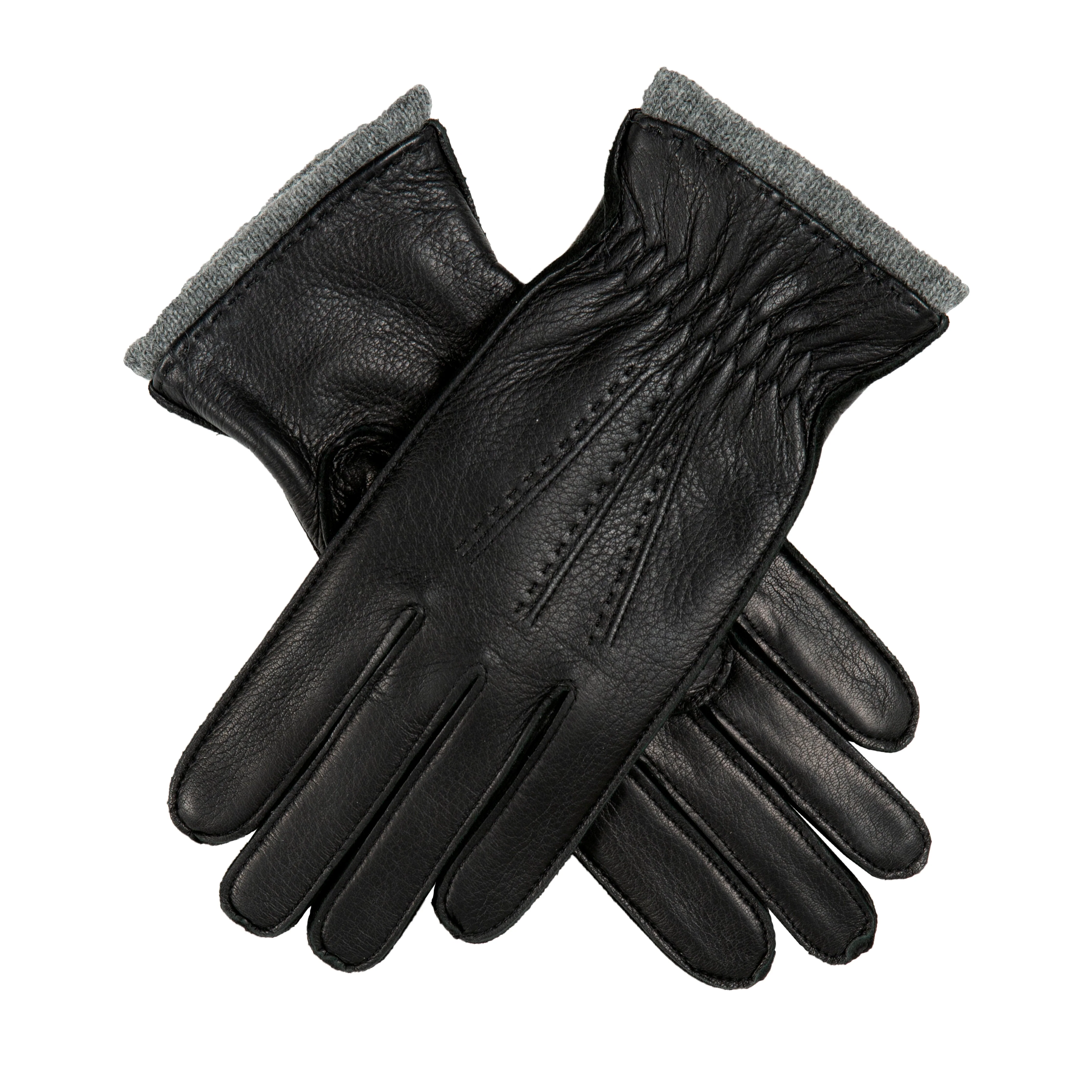 Women’s Three-Point Cashmere-Lined Deerskin Leather Gloves with Cashmere Cuffs