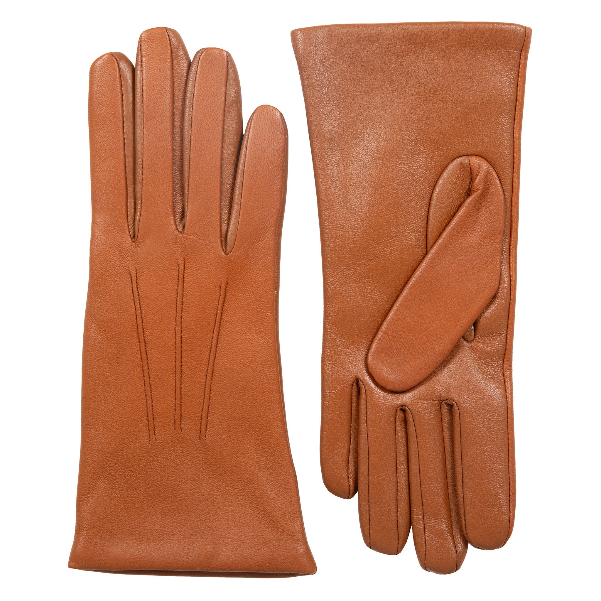 Women’s Touchscreen Three-Point Cashmere-Lined Leather Gloves - Image 18
