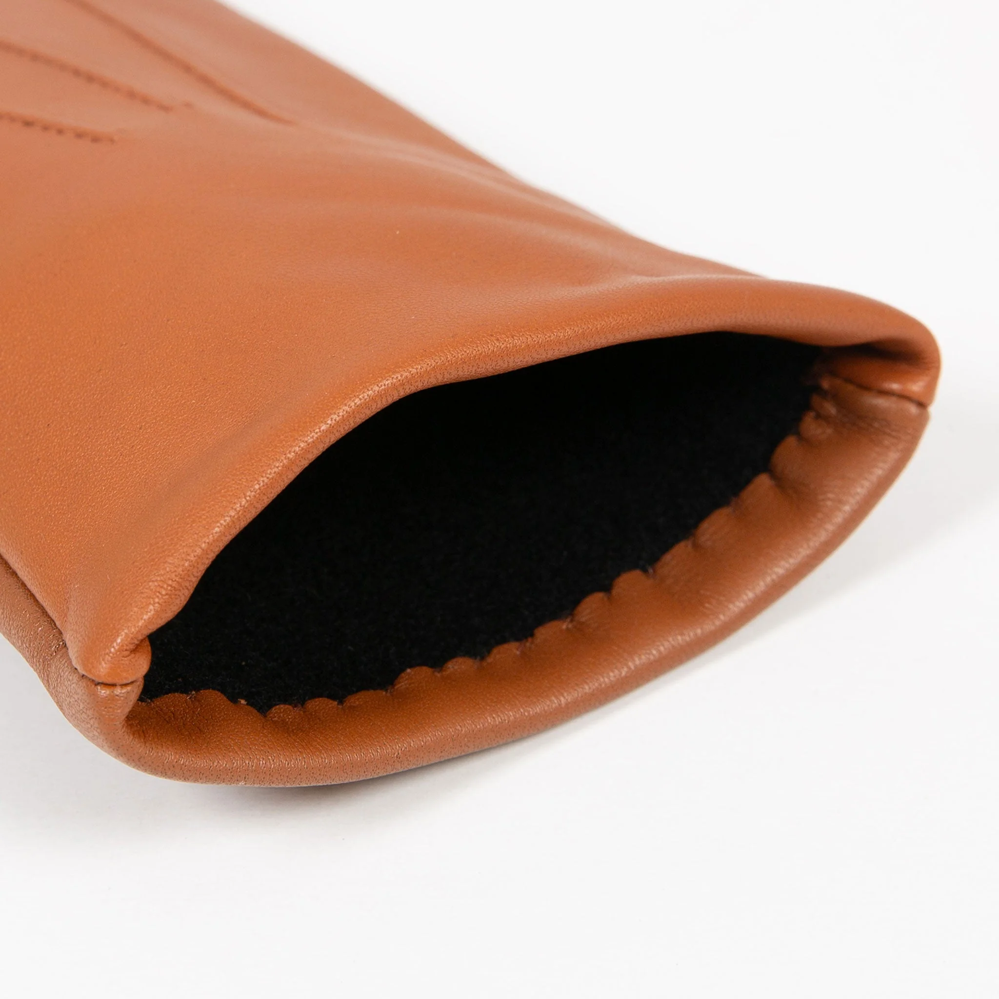 Women’s Touchscreen Three-Point Cashmere-Lined Leather Gloves - Image 25