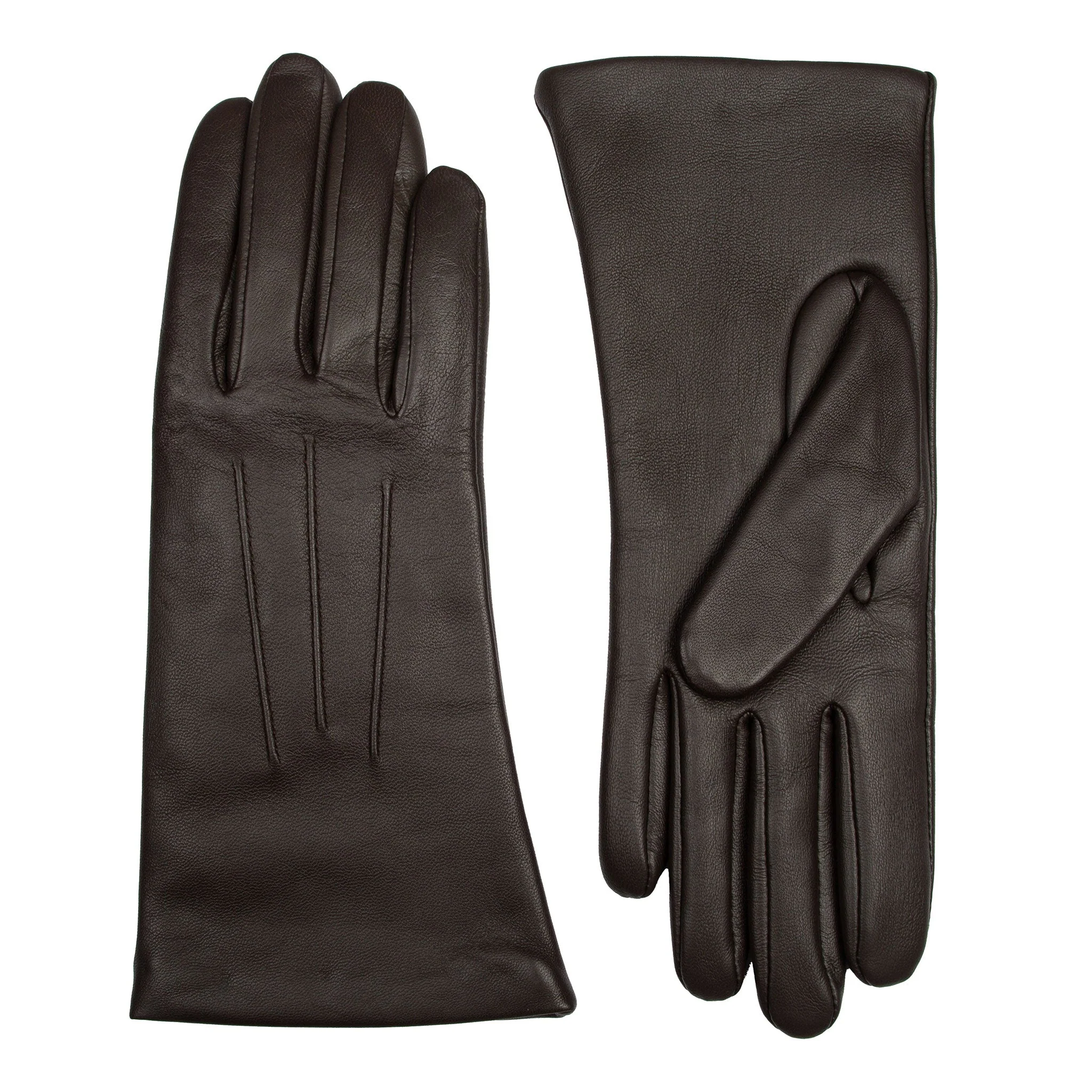 Women’s Touchscreen Three-Point Cashmere-Lined Leather Gloves - Image 29