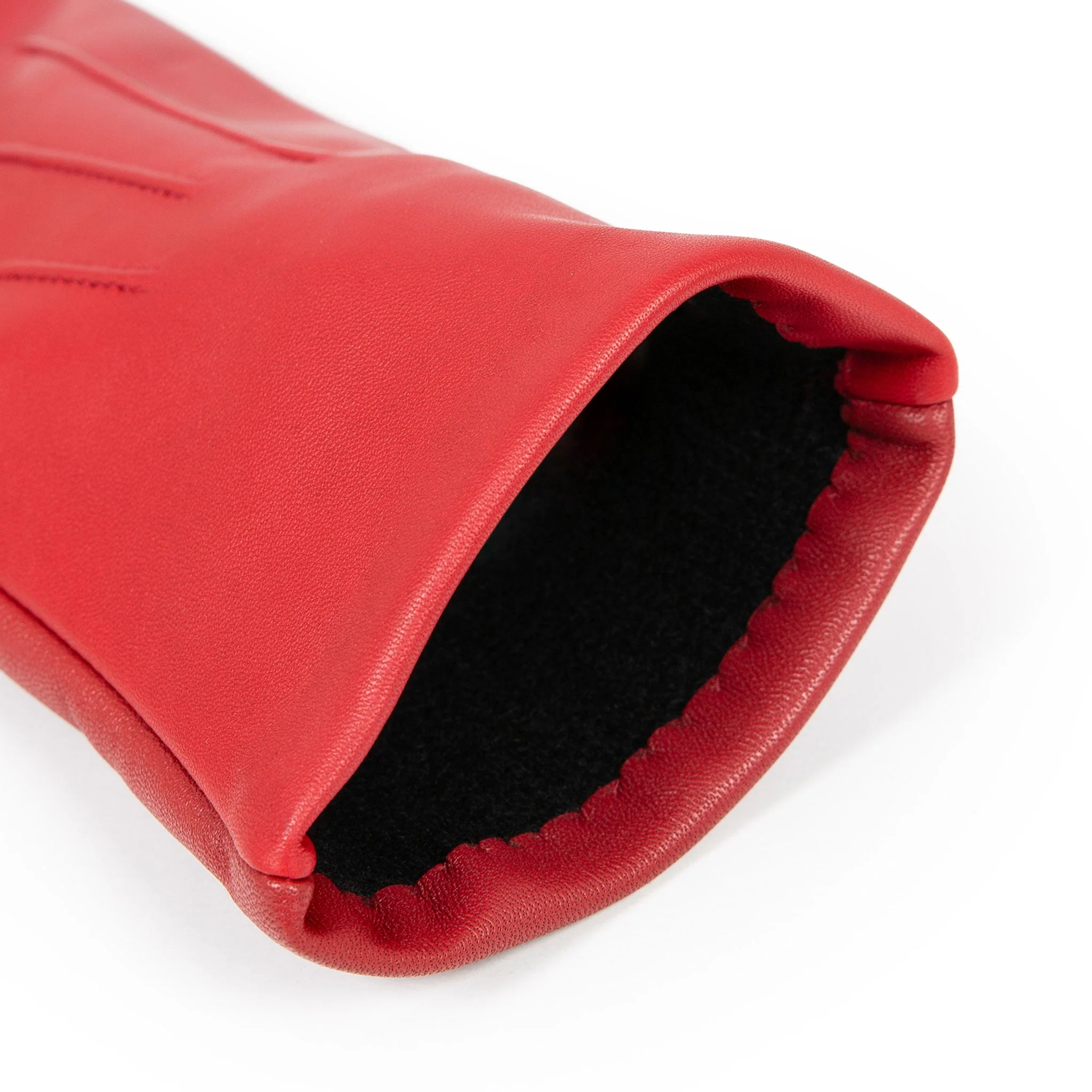 Women’s Touchscreen Three-Point Cashmere-Lined Leather Gloves - Image 47