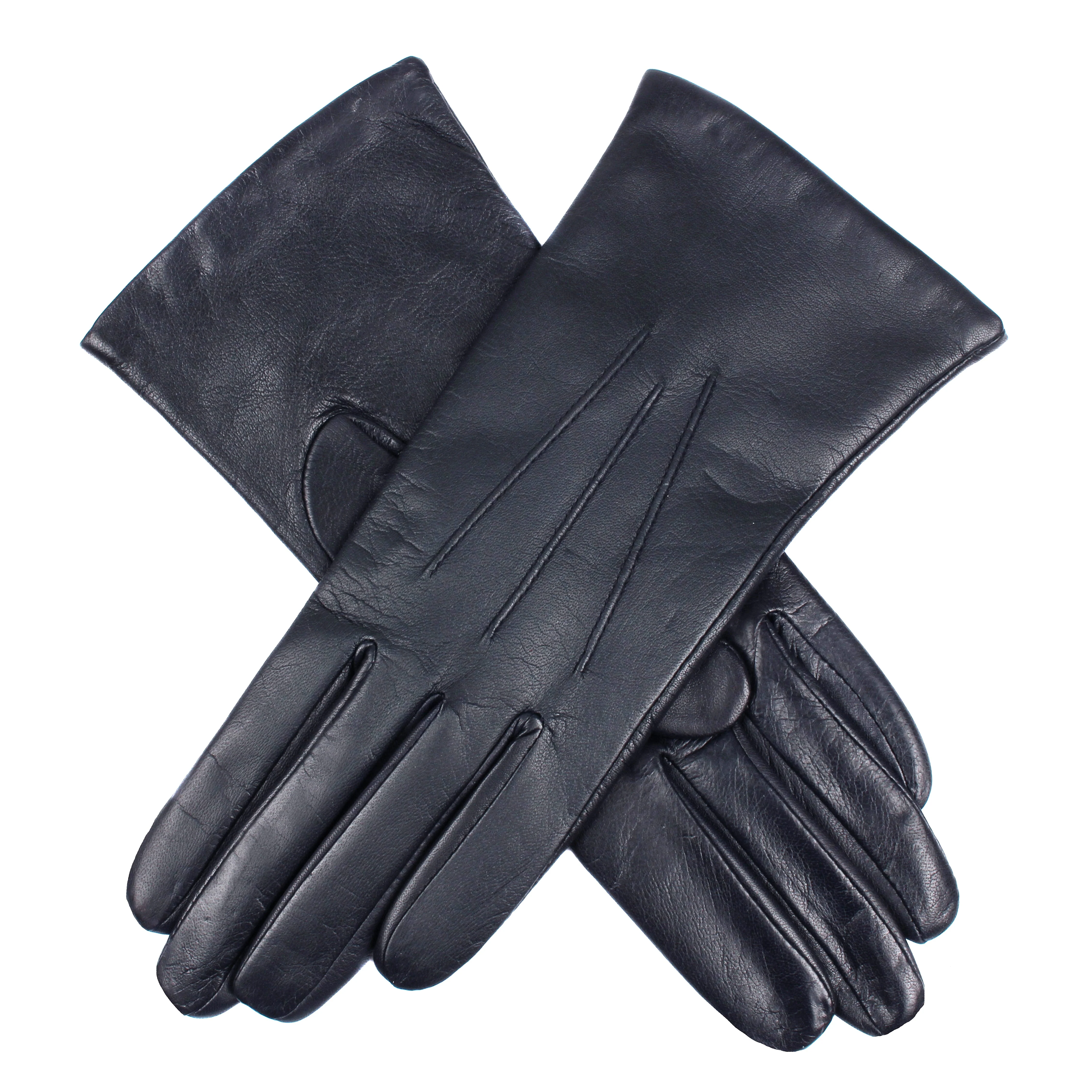 Women’s Touchscreen Three-Point Cashmere-Lined Leather Gloves - Image 50