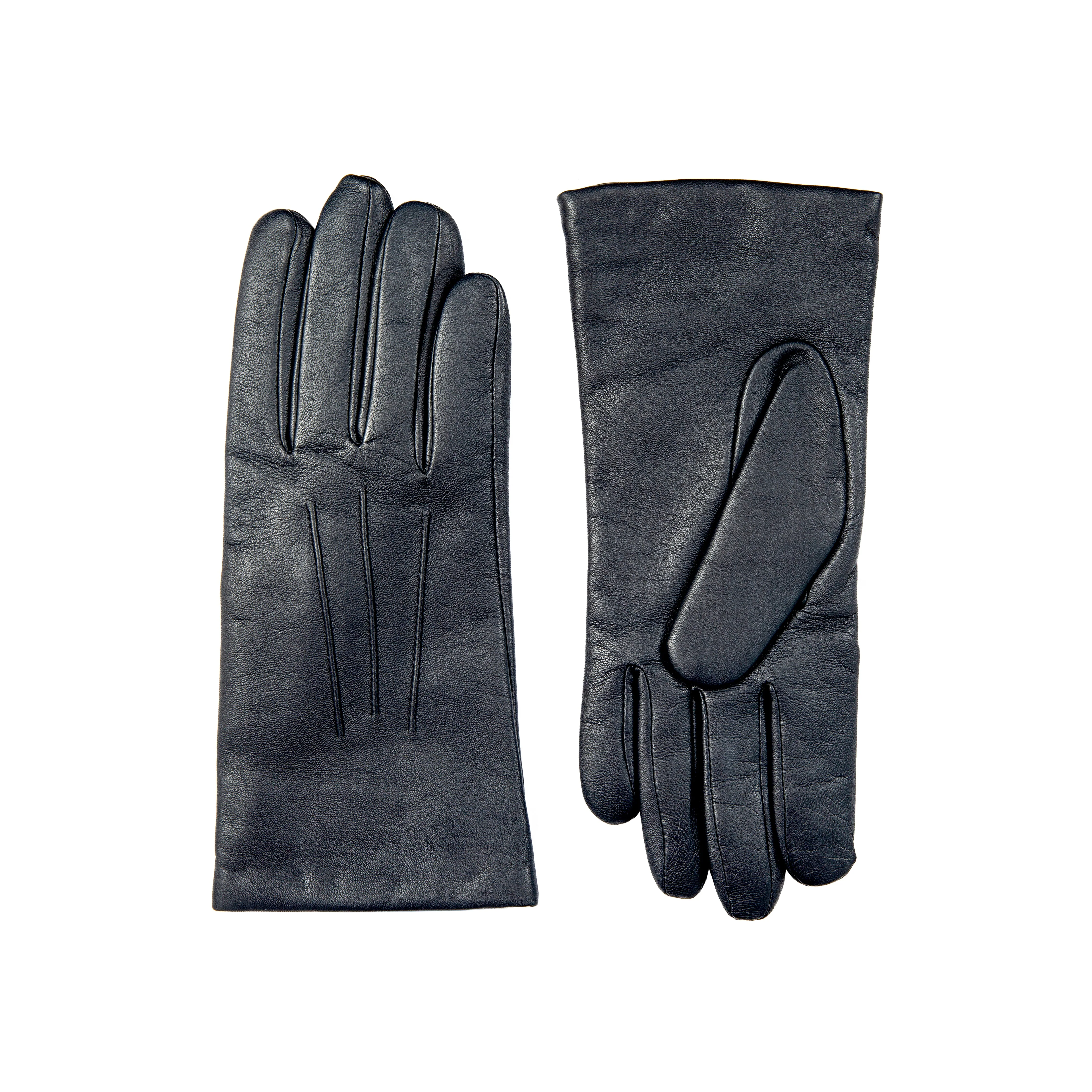 Women’s Touchscreen Three-Point Cashmere-Lined Leather Gloves - Image 51