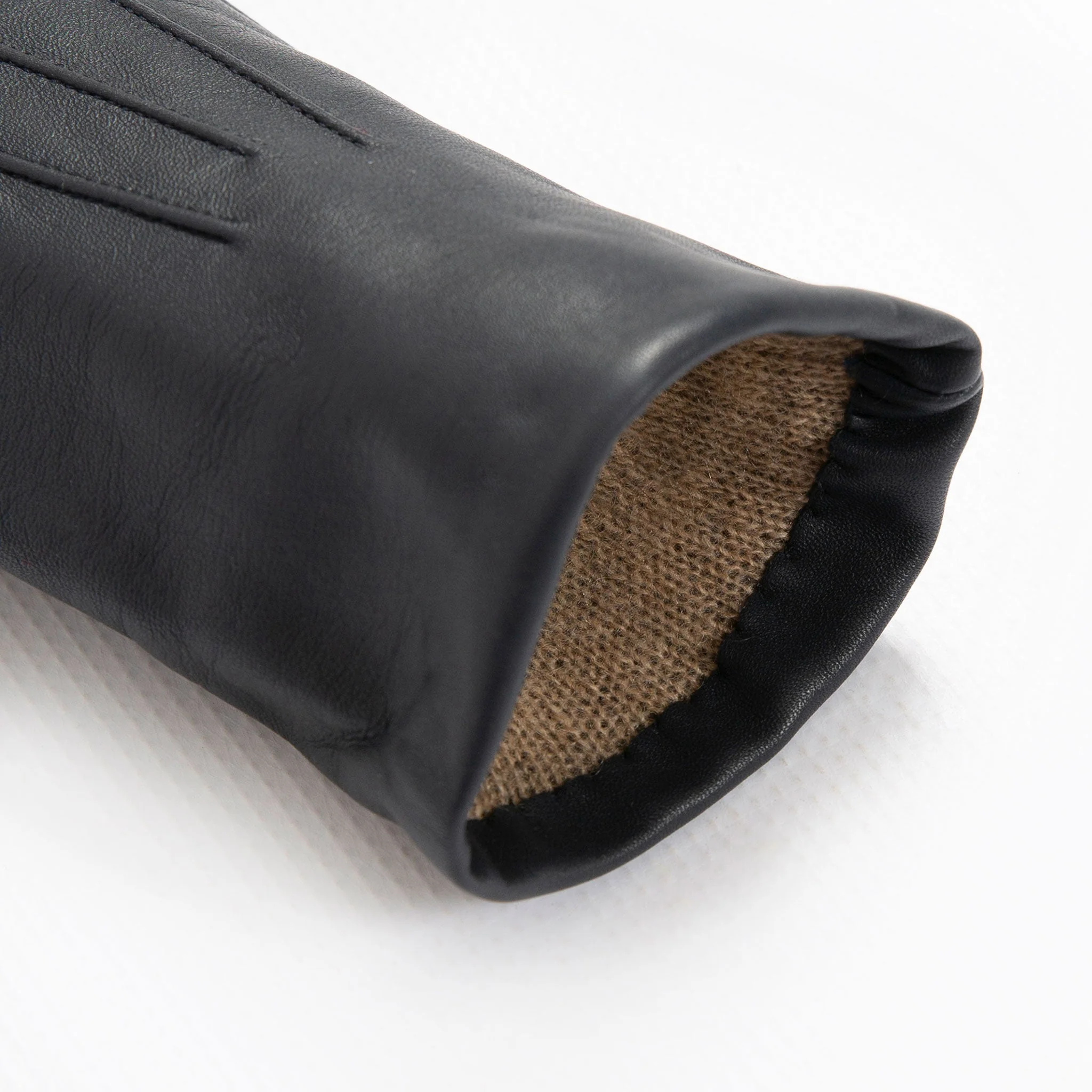 Women’s Touchscreen Three-Point Cashmere-Lined Leather Gloves - Image 58