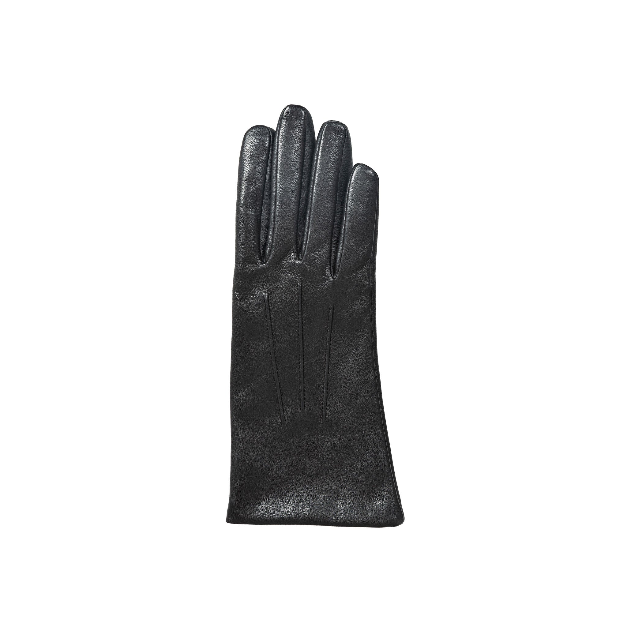 Women’s Touchscreen Three-Point Cashmere-Lined Leather Gloves - Image 7