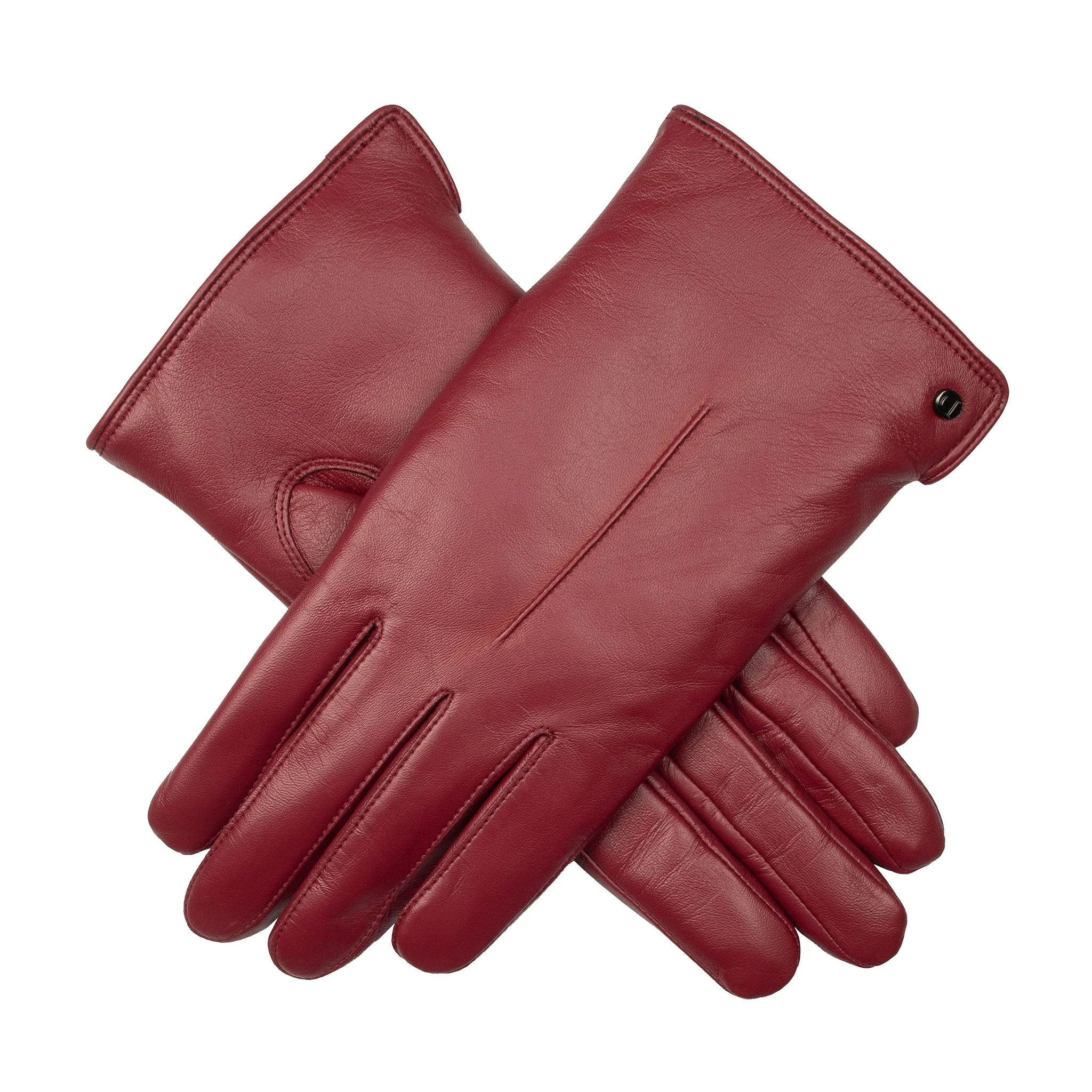 Women’s Touchscreen Single-Point Faux Fur-Lined Leather Gloves