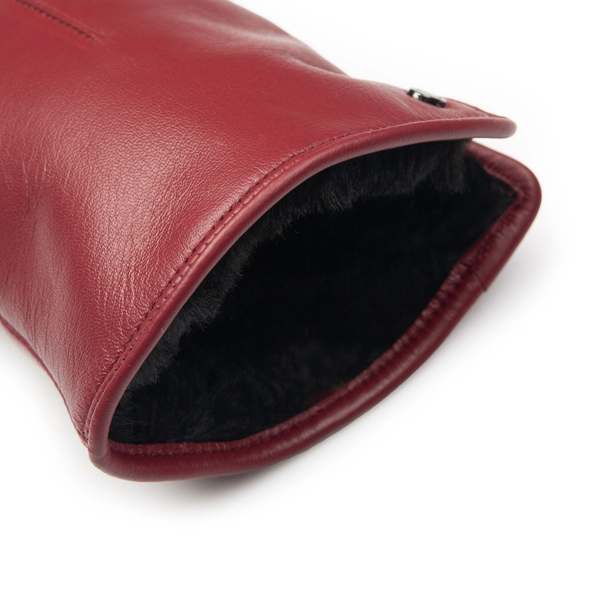 Women’s Touchscreen Single-Point Faux Fur-Lined Leather Gloves - Image 11