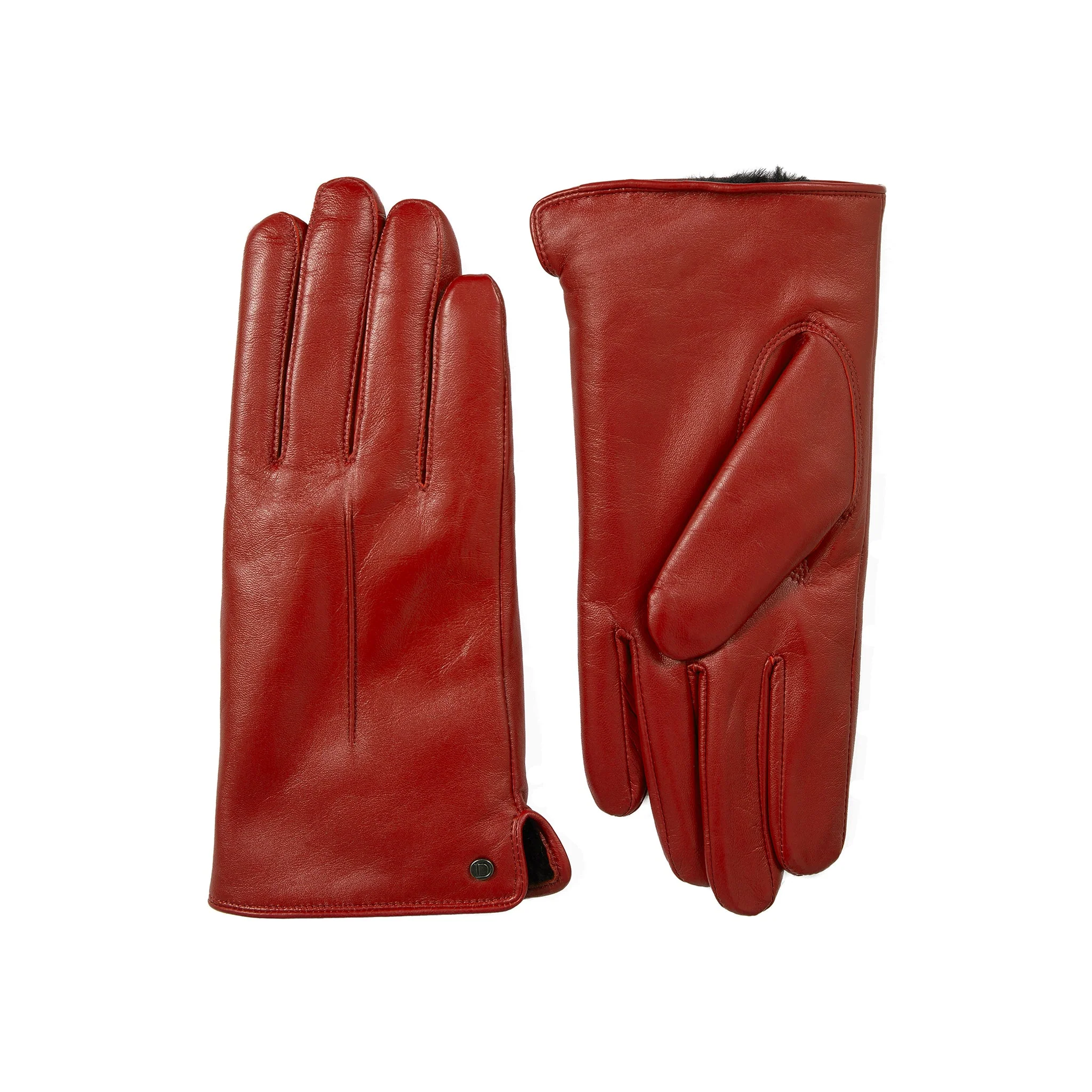 Women’s Touchscreen Single-Point Faux Fur-Lined Leather Gloves - Image 16