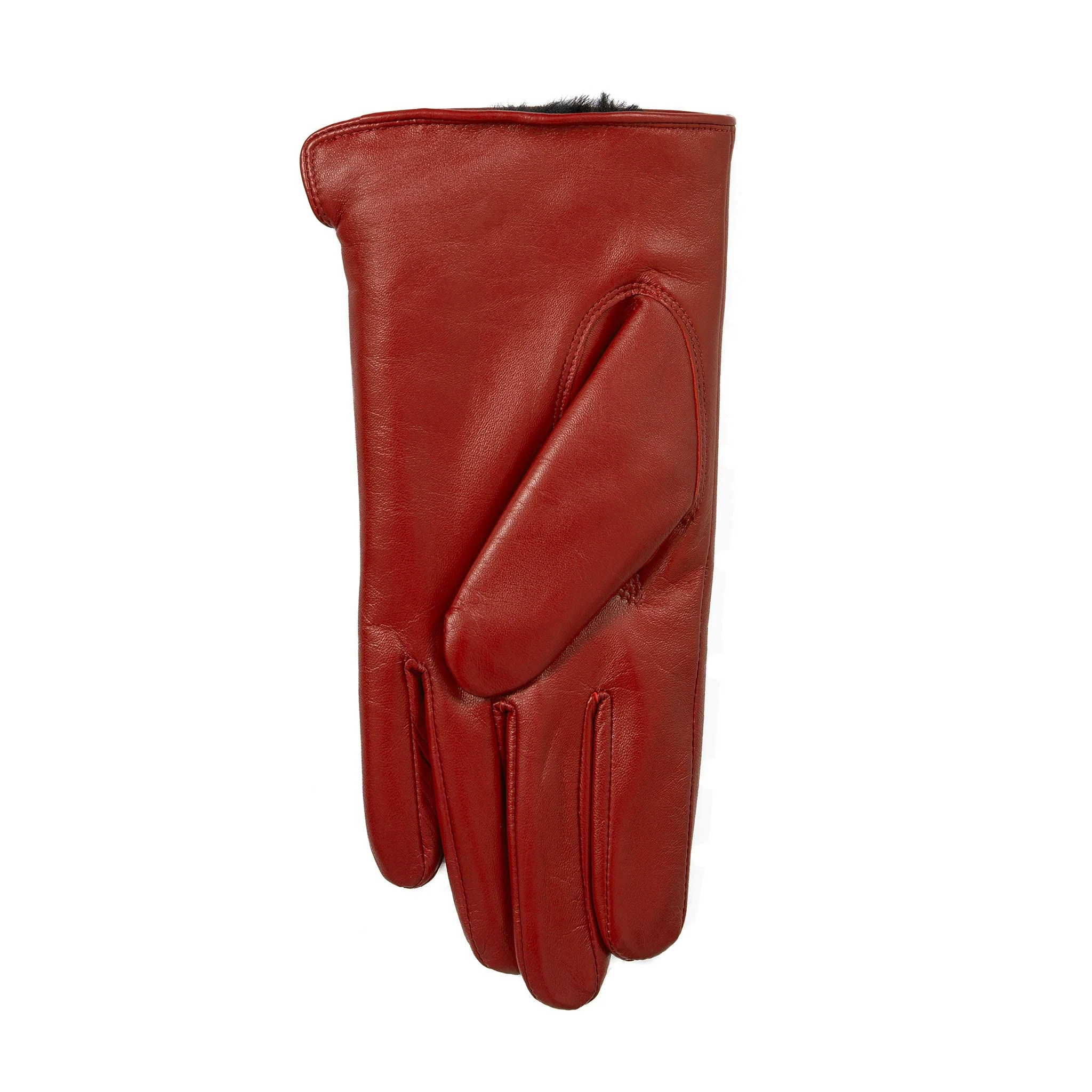 Women’s Touchscreen Single-Point Faux Fur-Lined Leather Gloves - Image 19