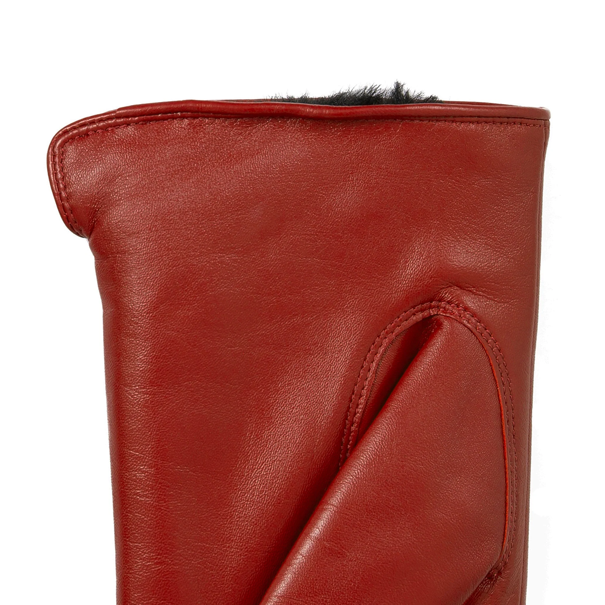 Women’s Touchscreen Single-Point Faux Fur-Lined Leather Gloves - Image 20