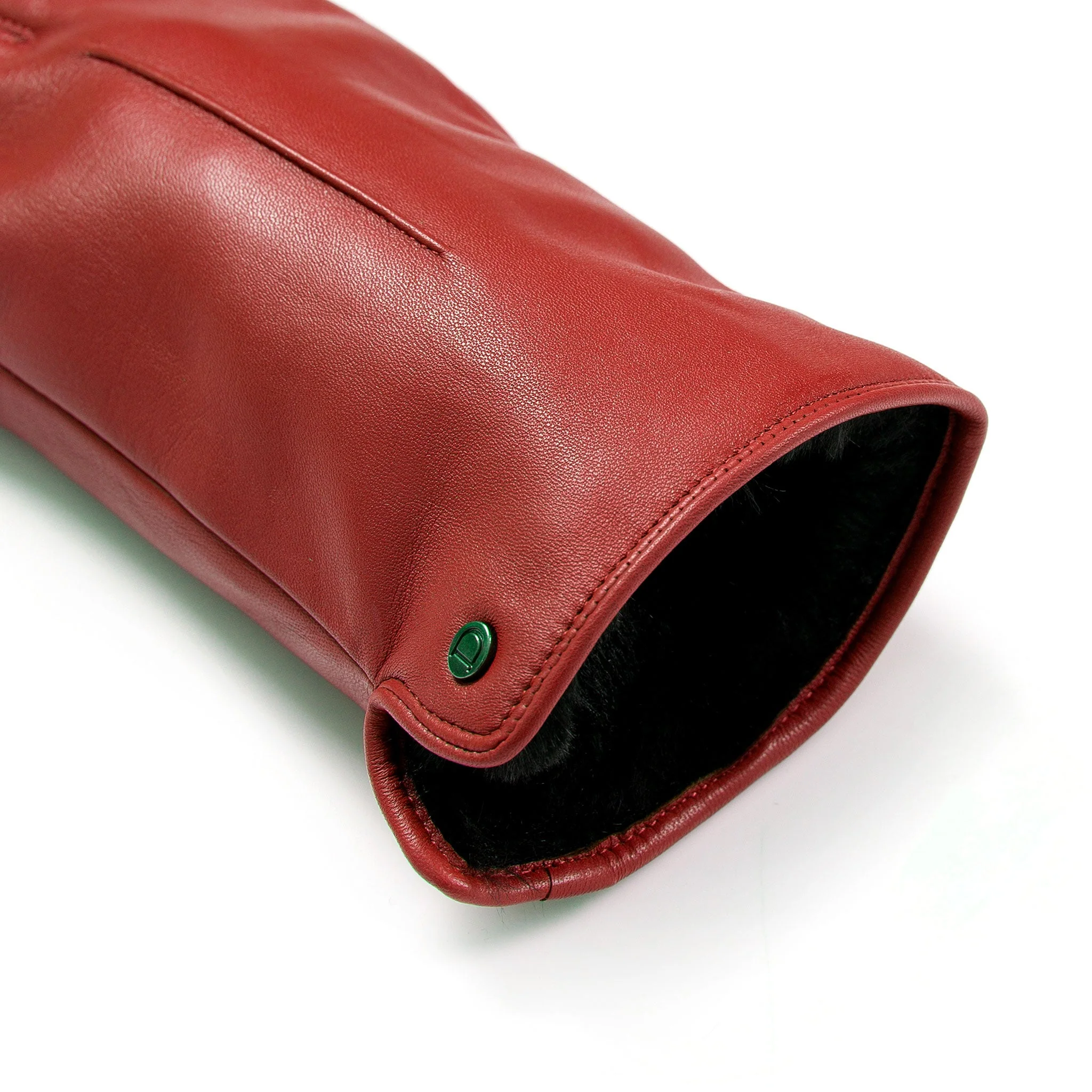 Women’s Touchscreen Single-Point Faux Fur-Lined Leather Gloves - Image 23
