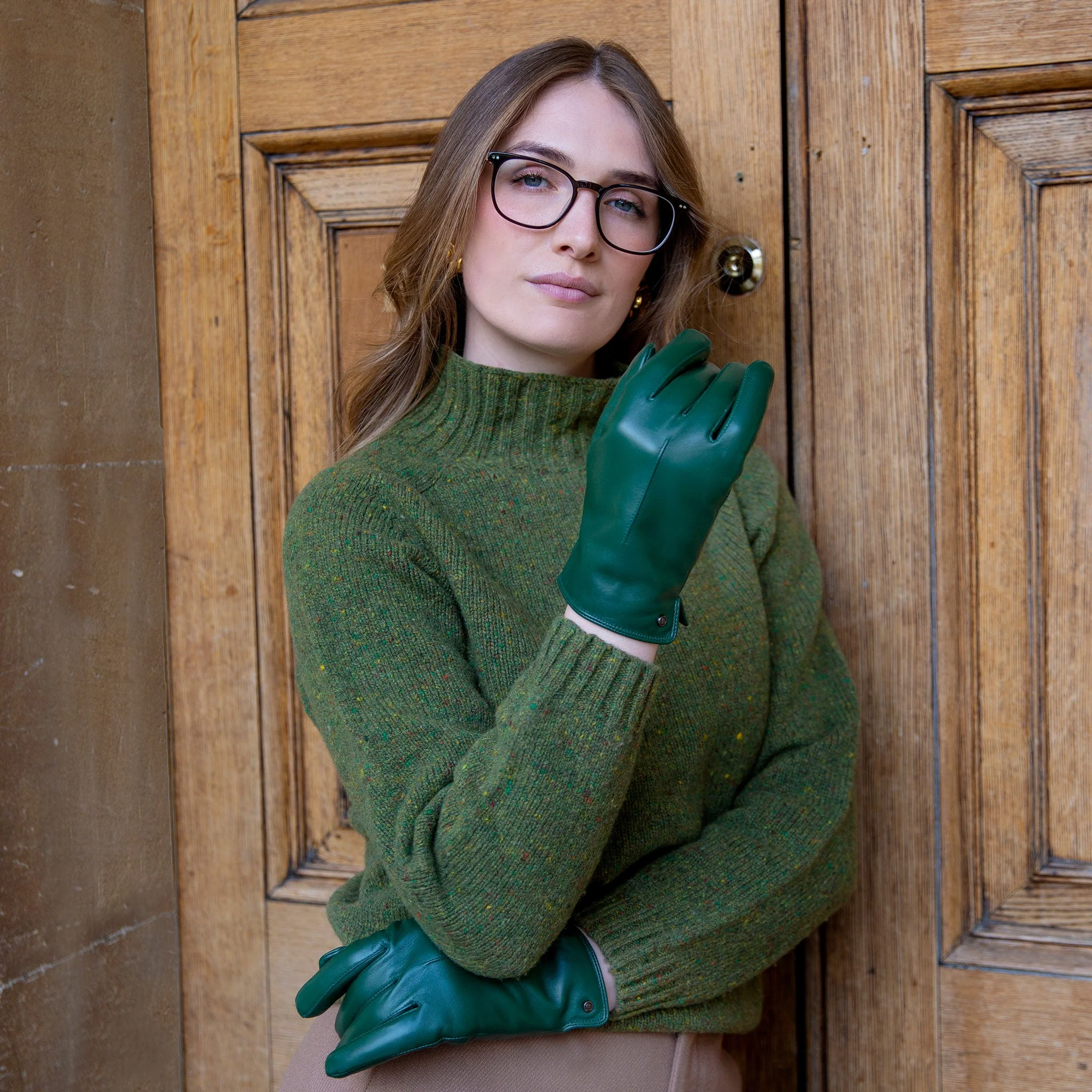 Women’s Touchscreen Single-Point Faux Fur-Lined Leather Gloves - Image 66