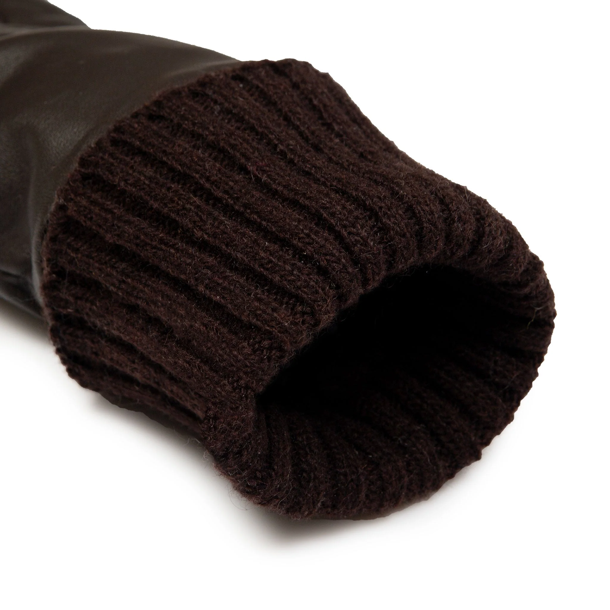 Women’s Fingerless Fleece-Lined Leather Gloves with Quilted Chevron Design - Image 11