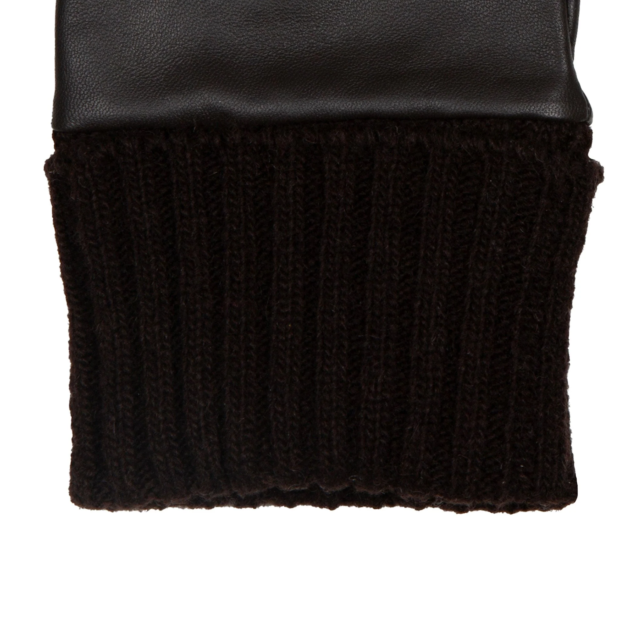 Women’s Fingerless Fleece-Lined Leather Gloves with Quilted Chevron Design - Image 6