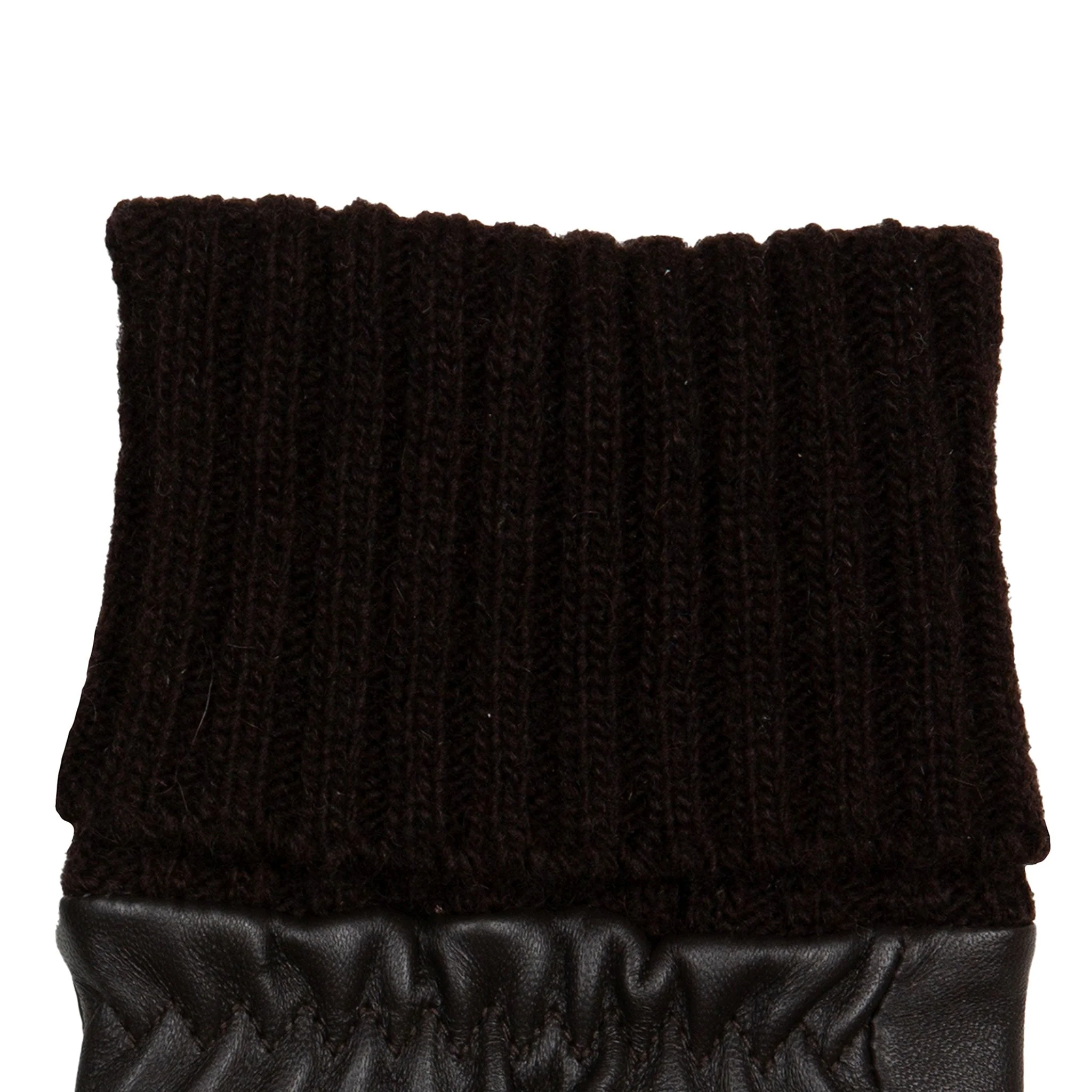 Women’s Fingerless Fleece-Lined Leather Gloves with Quilted Chevron Design - Image 8
