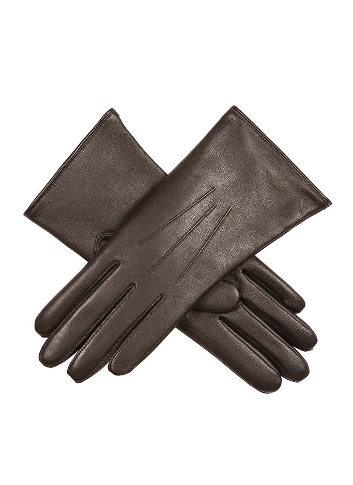 Women’s Heritage Touchscreen Three-Point Fur-Lined Leather Gloves - Image 3