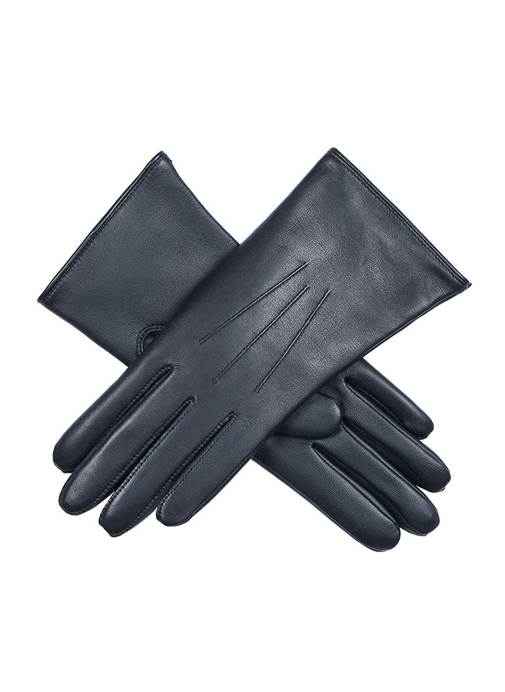 Women’s Heritage Touchscreen Three-Point Fur-Lined Leather Gloves - Image 4