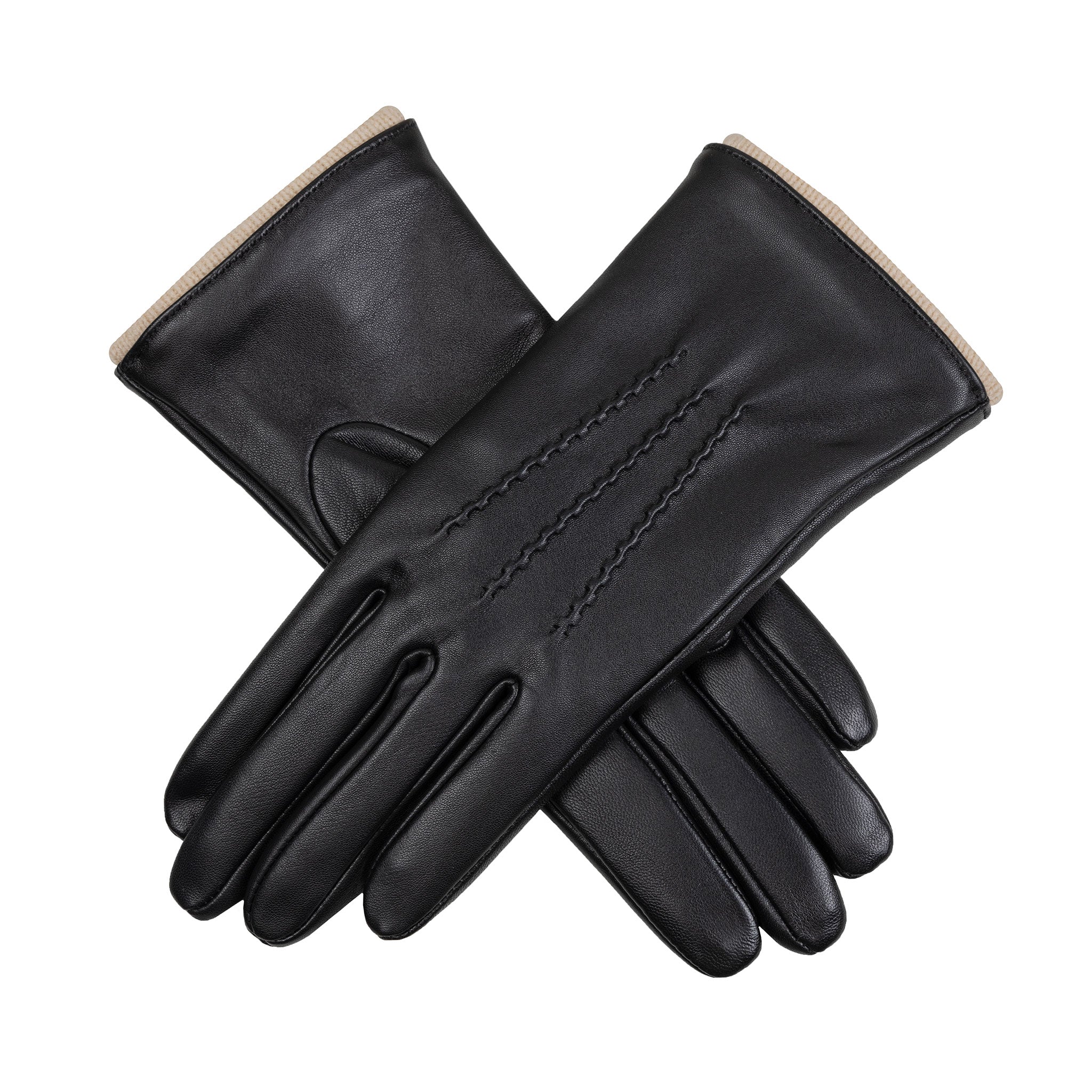 Women’s Heritage Touchscreen Handsewn Three-Point Wool-Lined Leather Gloves - Image 34