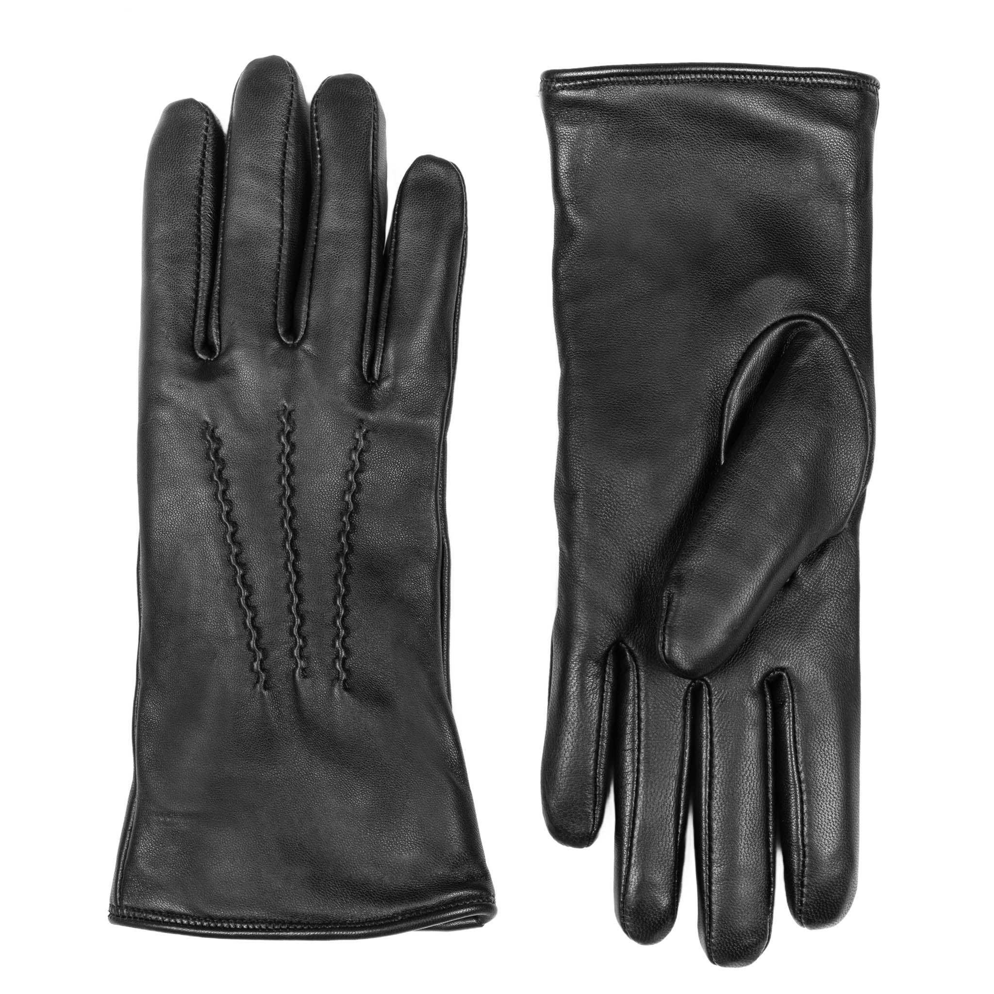 Women’s Heritage Touchscreen Three-Point Fur-Lined Leather Gloves - Image 2