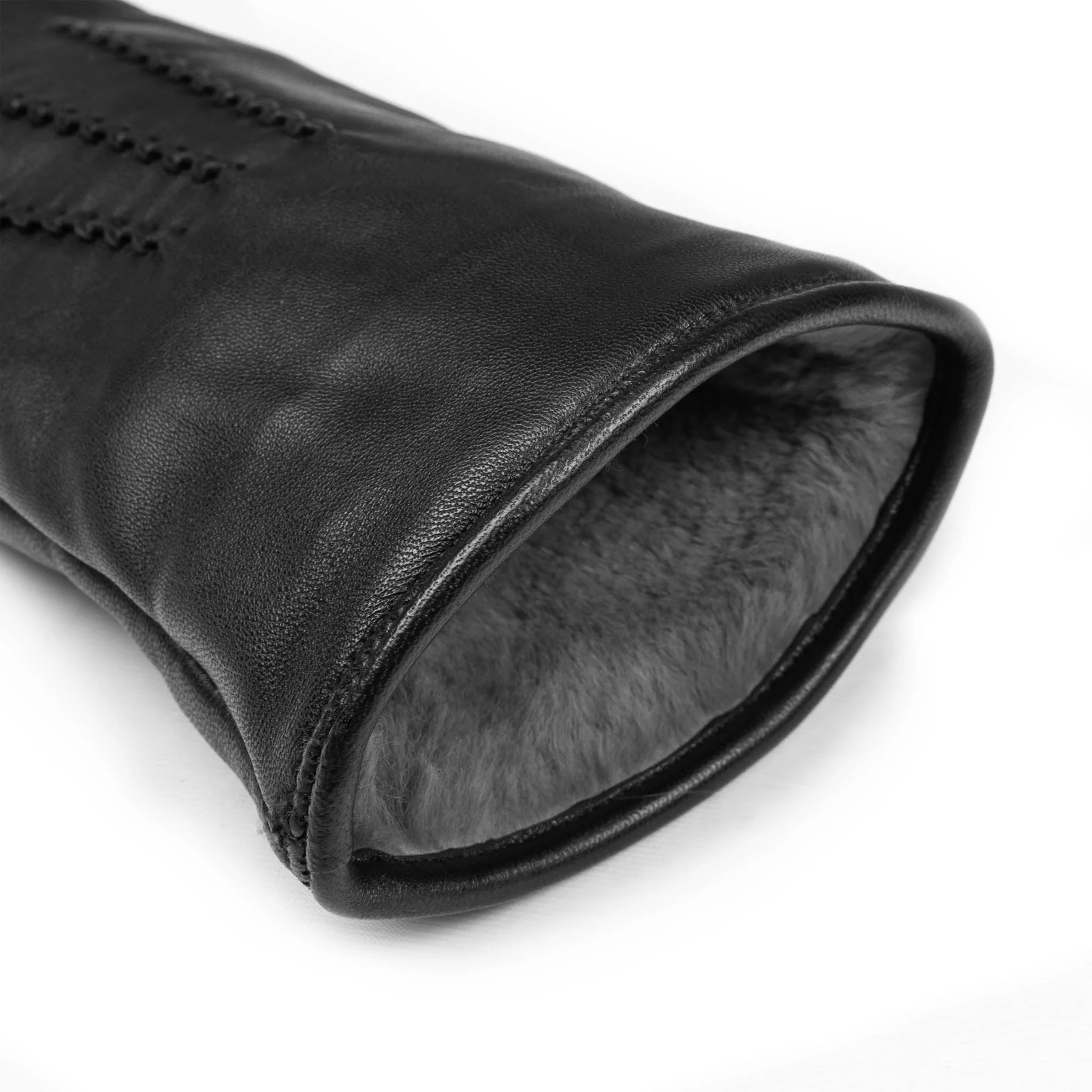 Women’s Heritage Touchscreen Three-Point Fur-Lined Leather Gloves - Image 9