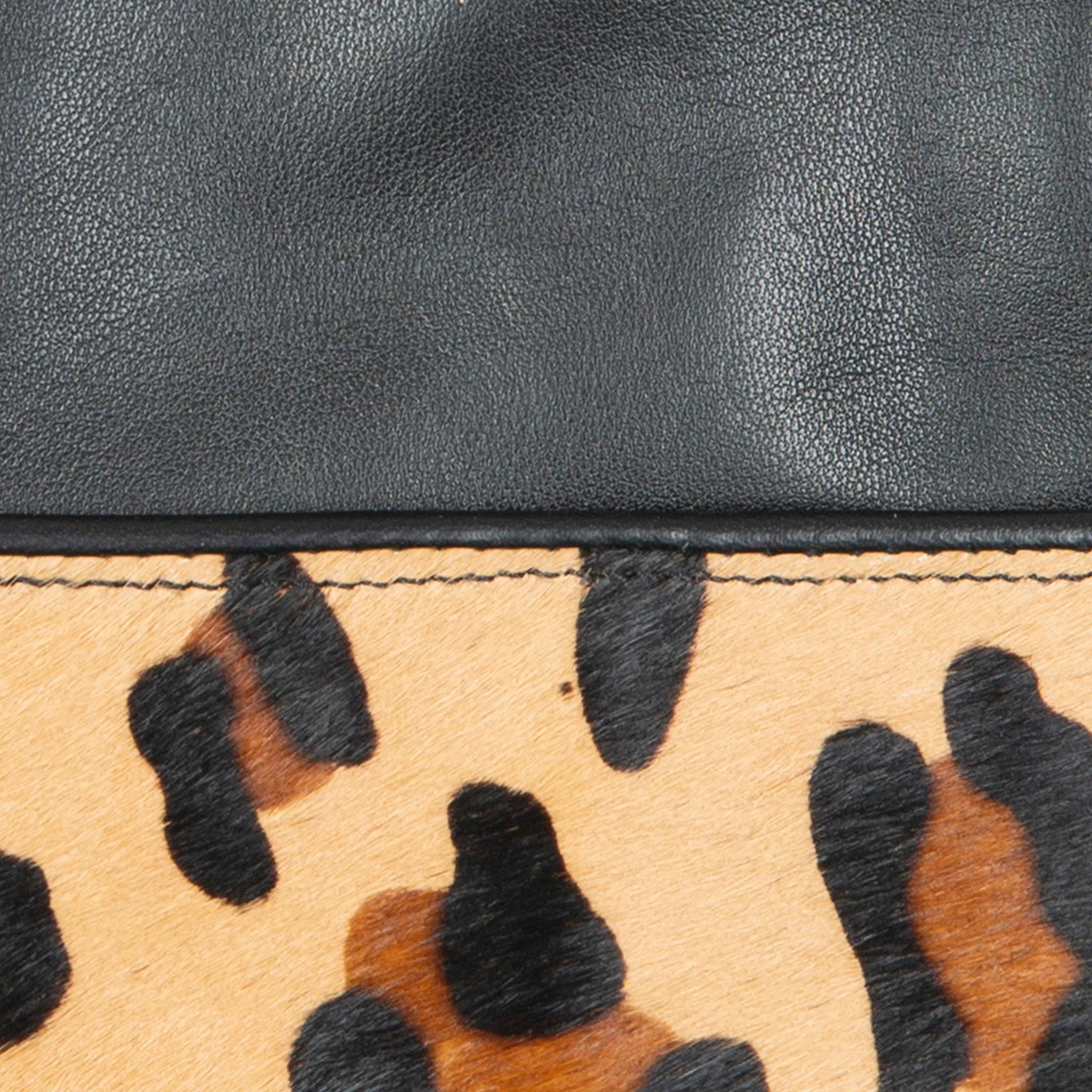 Womenâs Lined Leather Gloves with Ponyskin Leopard Print Cuffs - Image 10