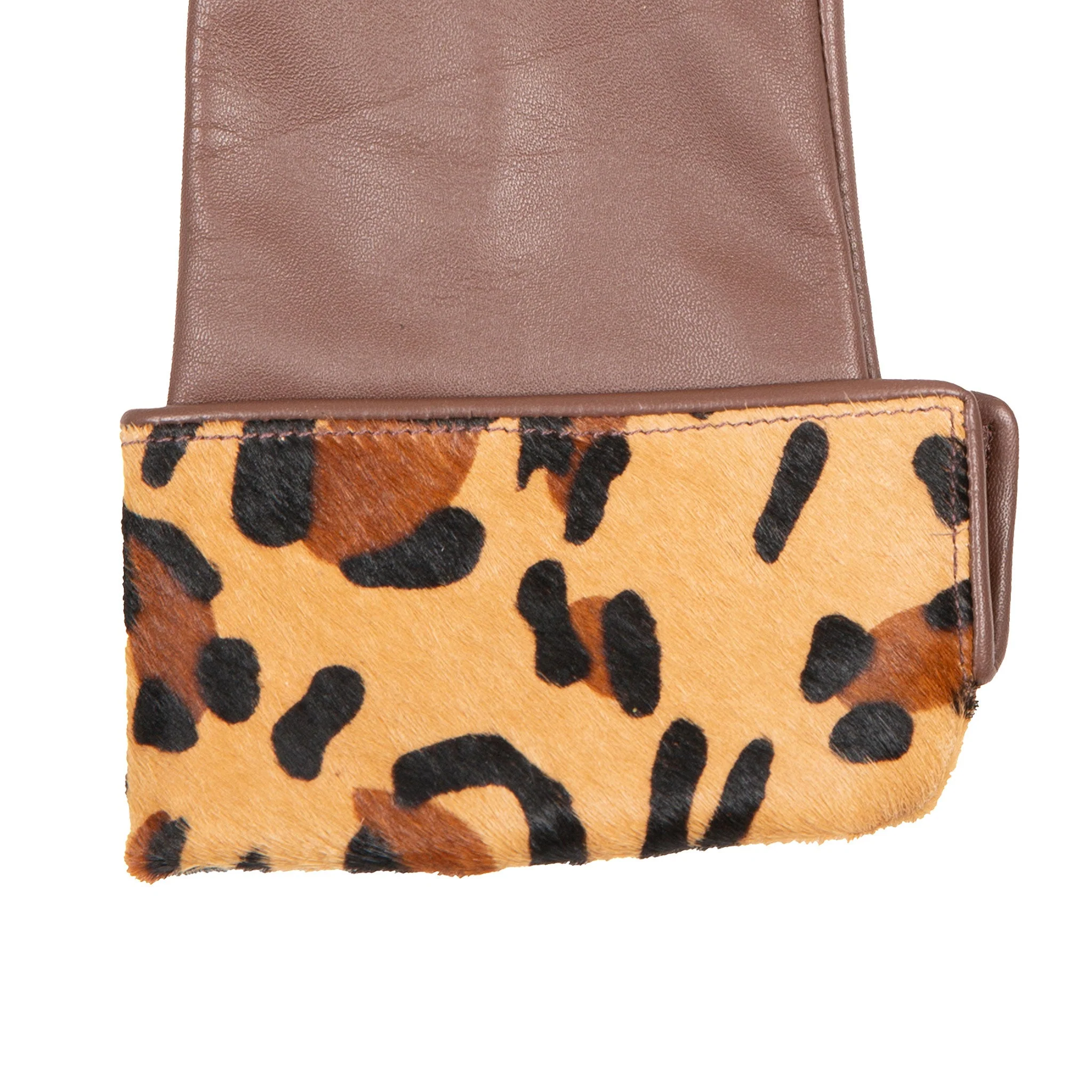 Womenâs Lined Leather Gloves with Ponyskin Leopard Print Cuffs - Image 18