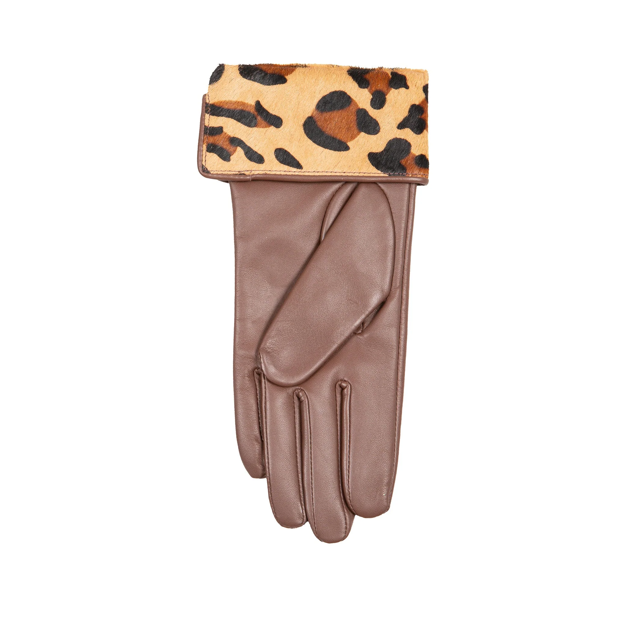 Womenâs Lined Leather Gloves with Ponyskin Leopard Print Cuffs - Image 19