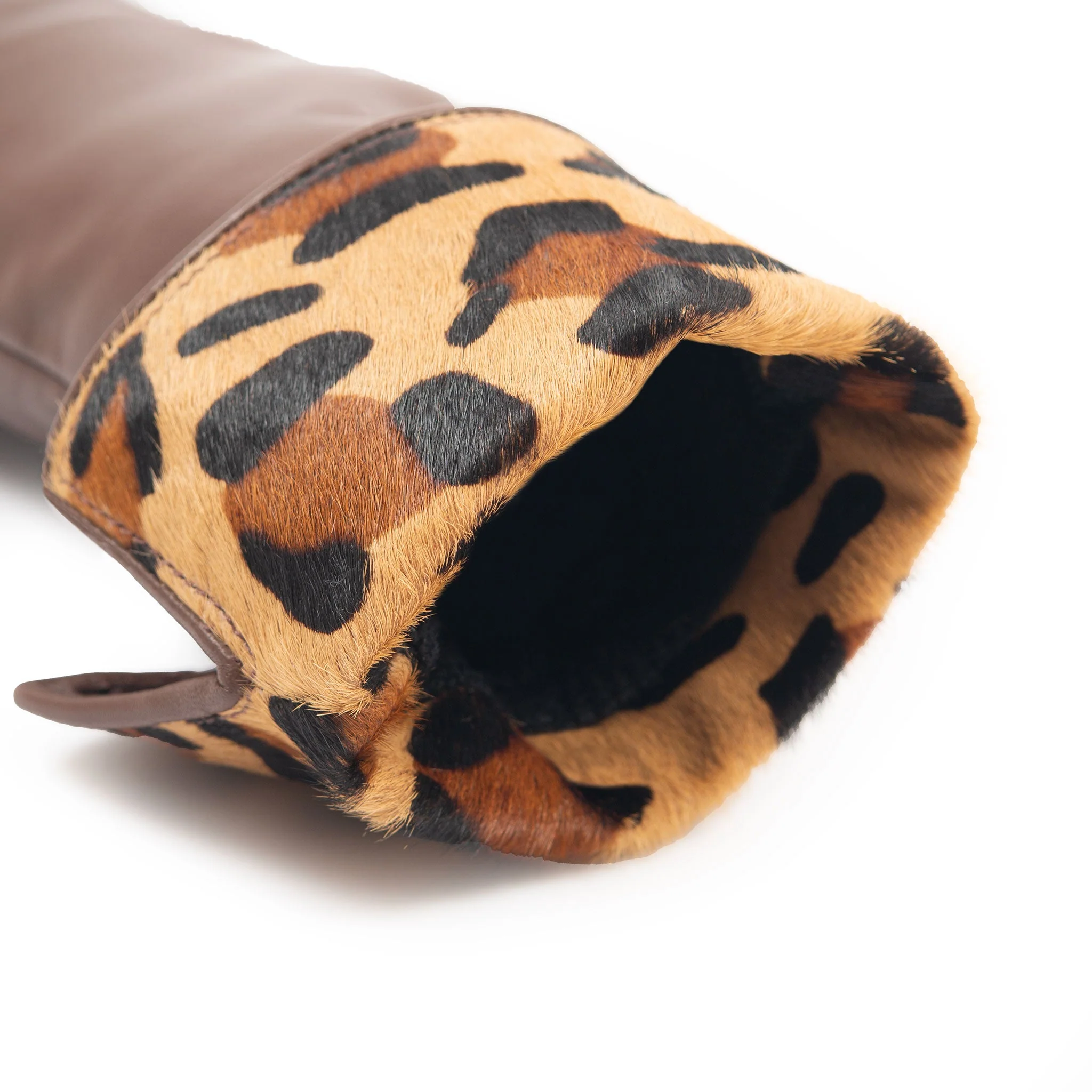 Womenâs Lined Leather Gloves with Ponyskin Leopard Print Cuffs - Image 23