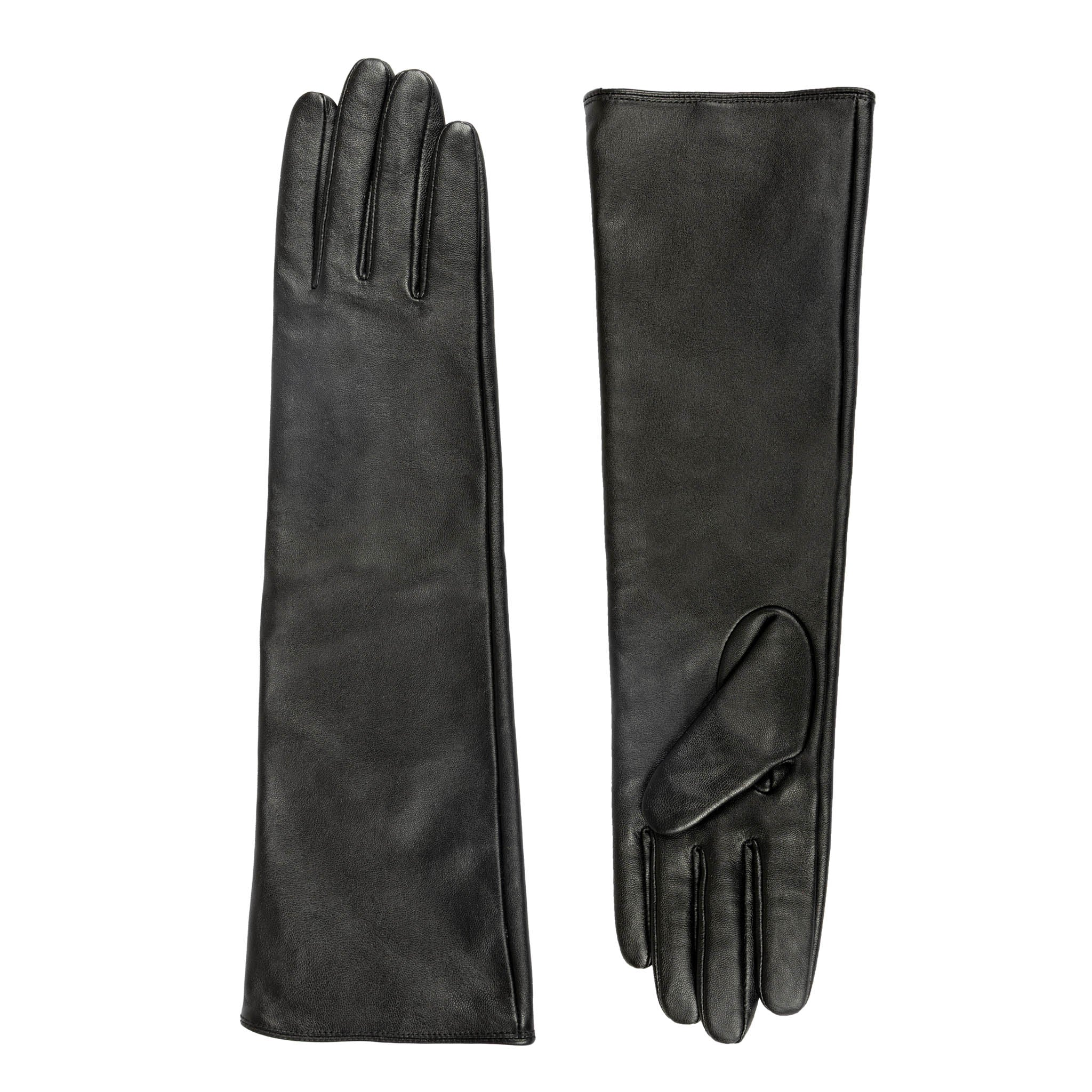 Women’s Long Below-Elbow Lined Leather Gloves - Image 2
