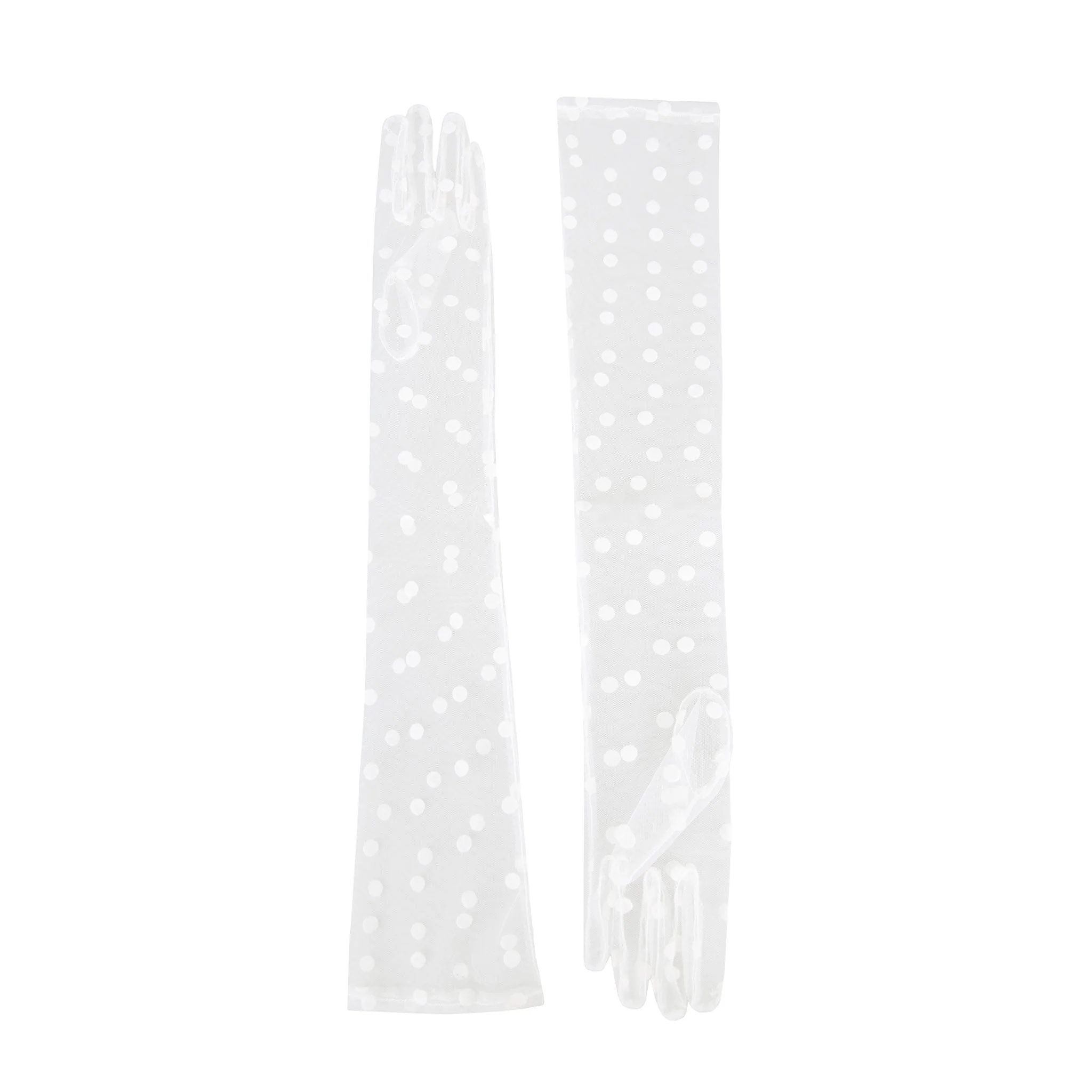 Women’s Long Opera Spotty Tulle Gloves - Image 6