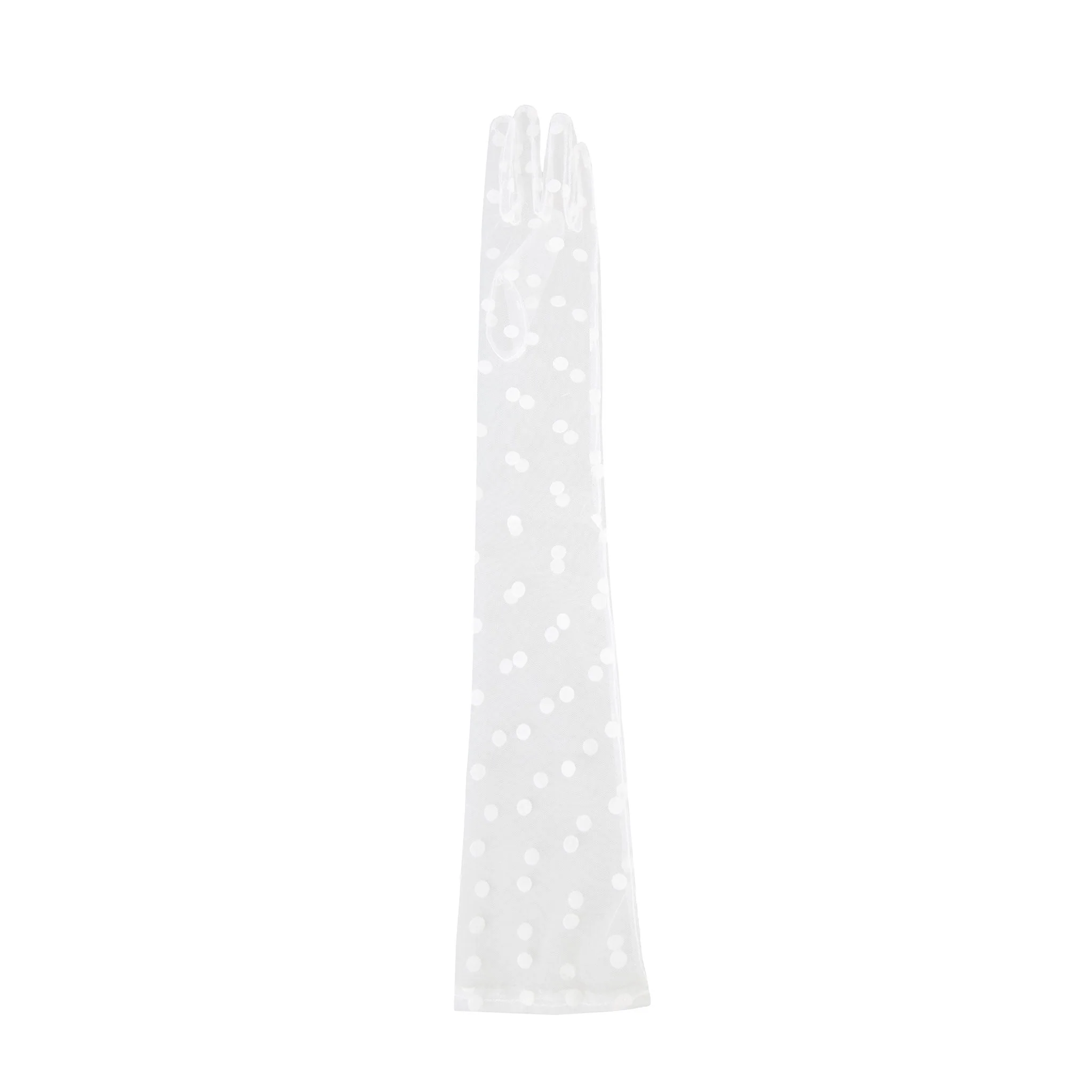 Women’s Long Opera Spotty Tulle Gloves - Image 7