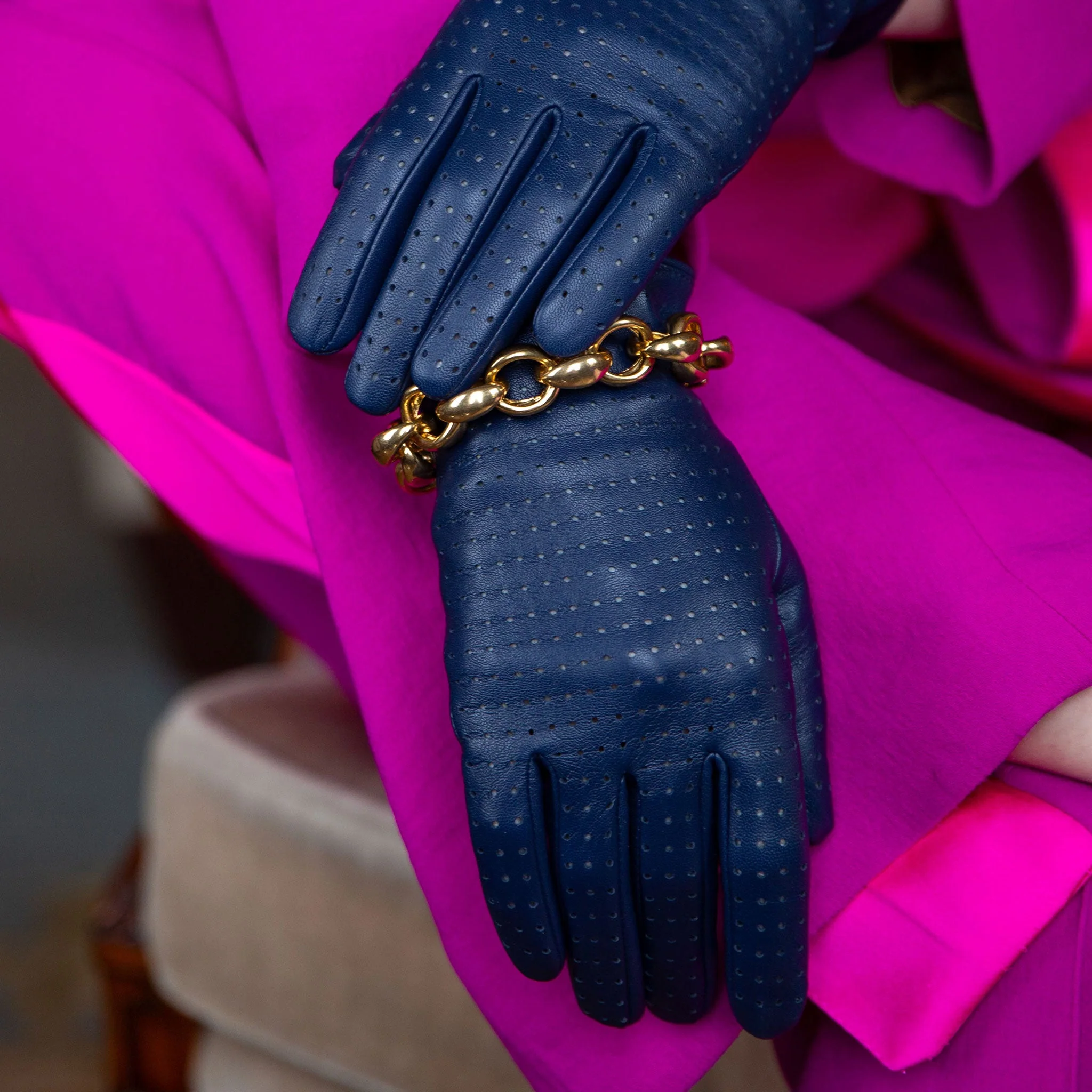 Women’s Perforated Leather Gloves - Image 25