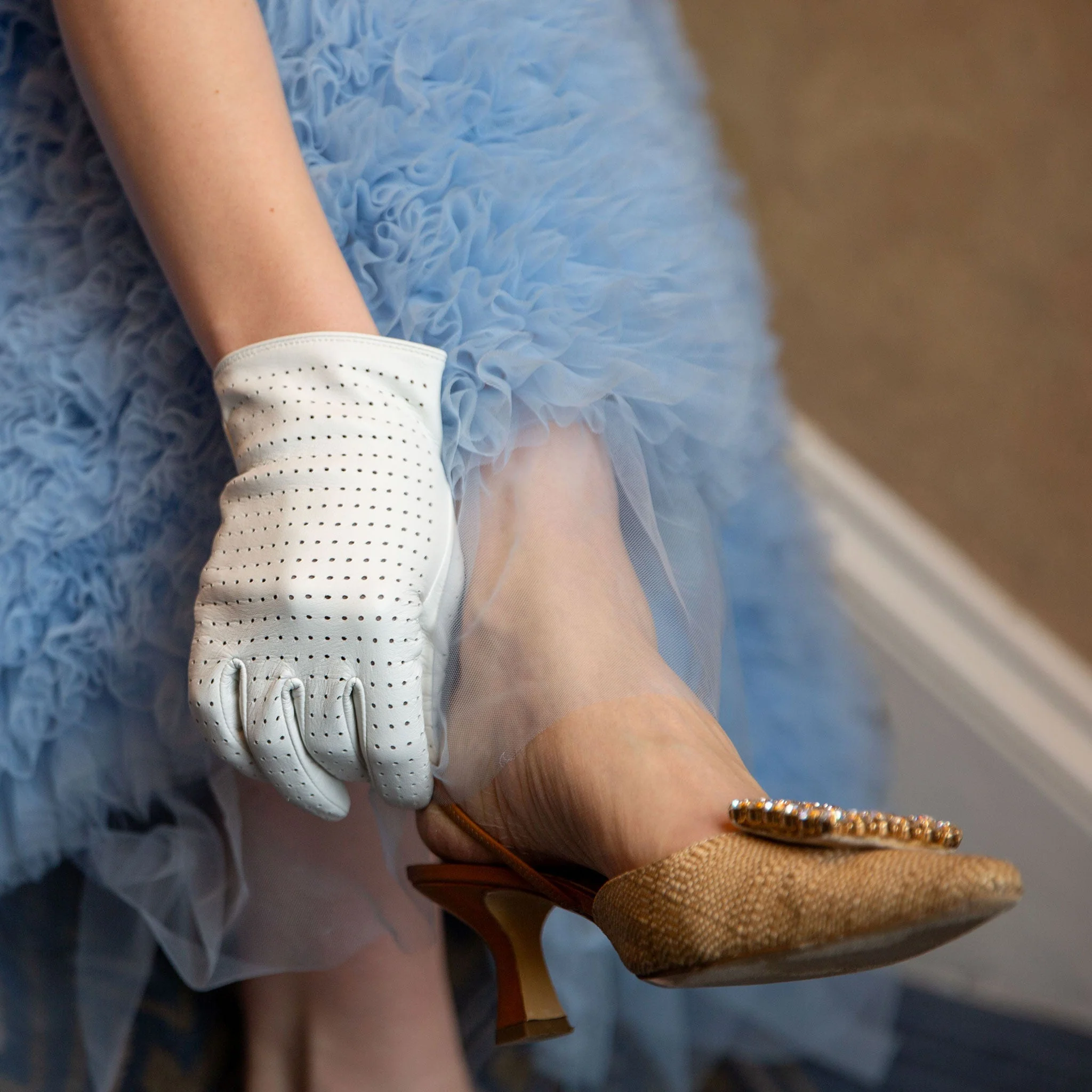 Women’s Perforated Leather Gloves - Image 3