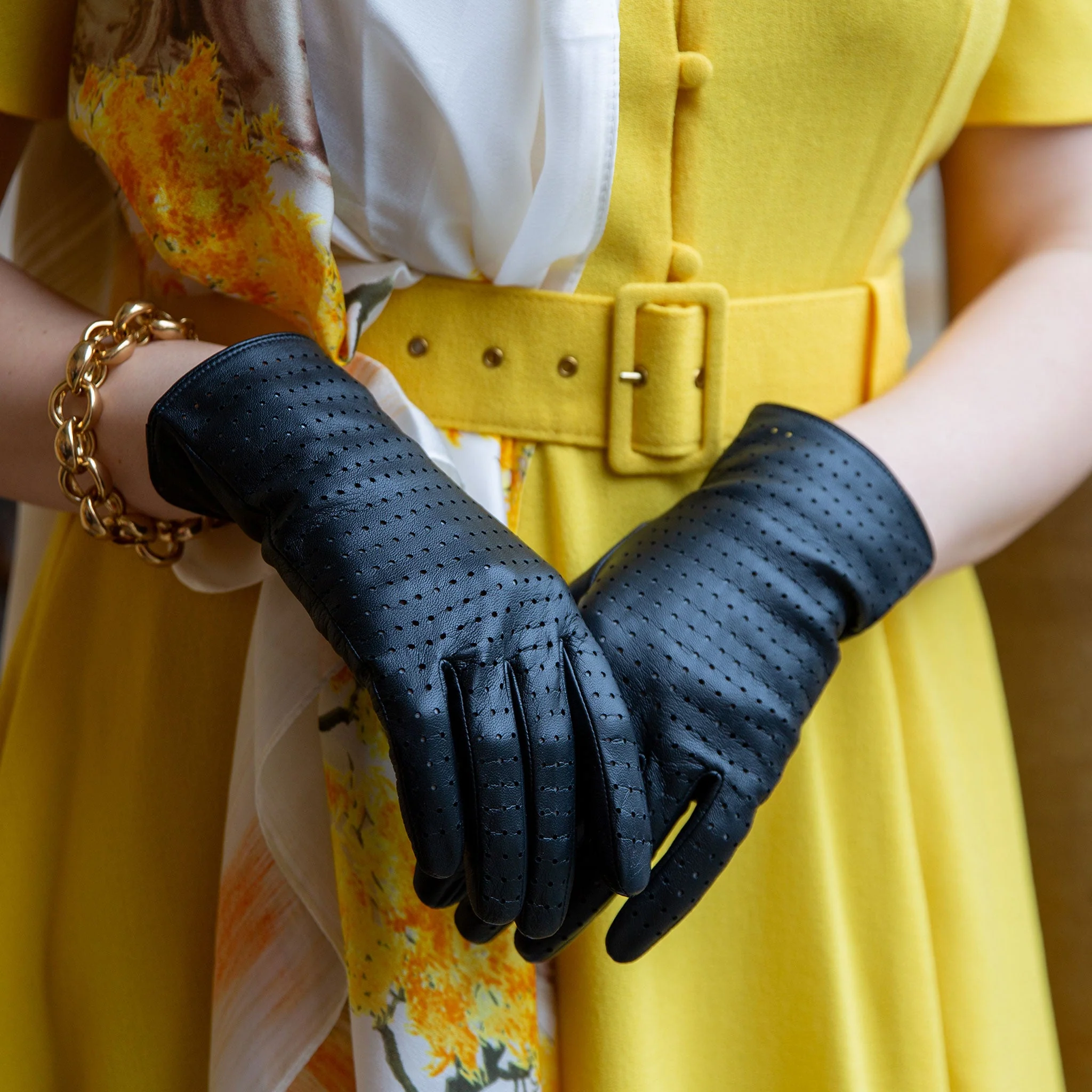 Women’s Perforated Leather Gloves - Image 36