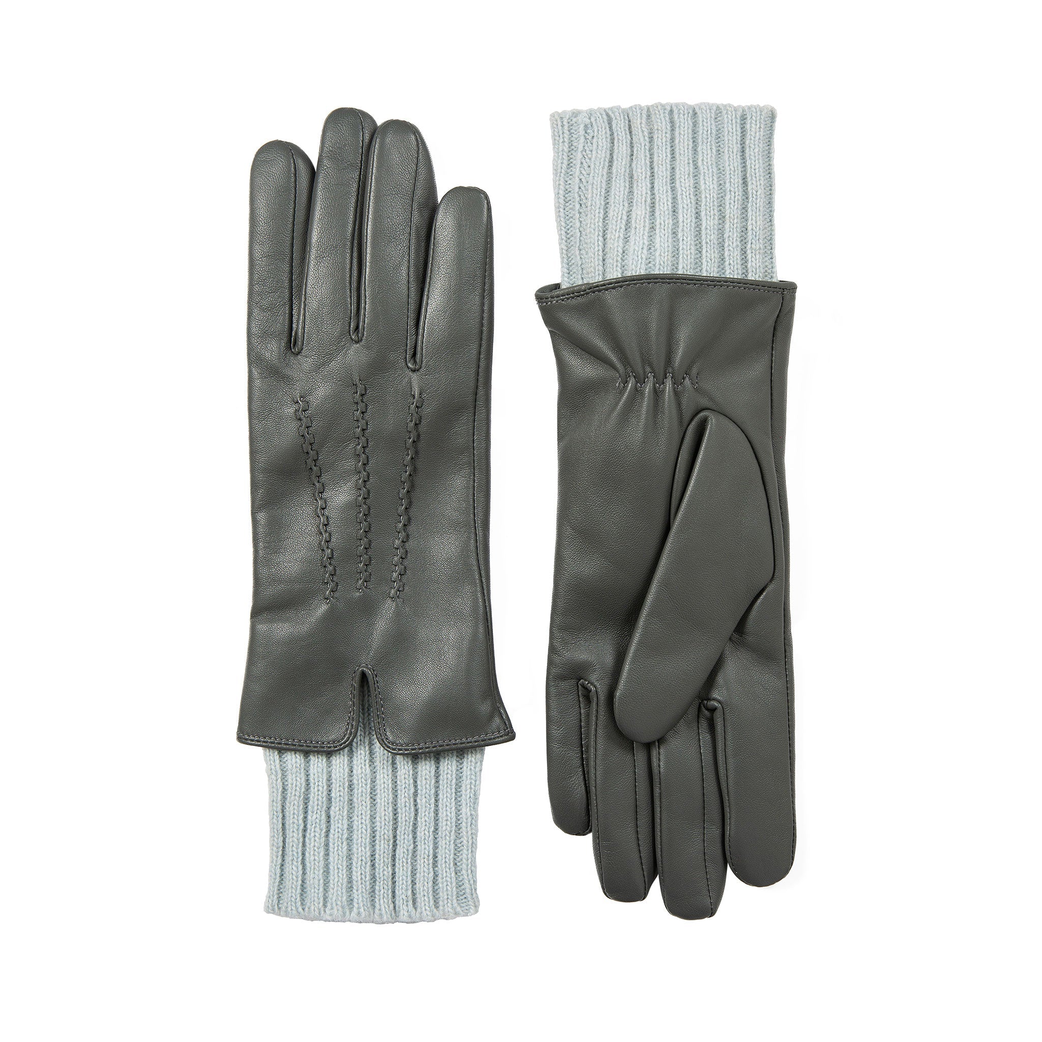 Women’s Three-Point Wool Blend-Lined Leather Gloves with Knitted Cuffs - Image 17