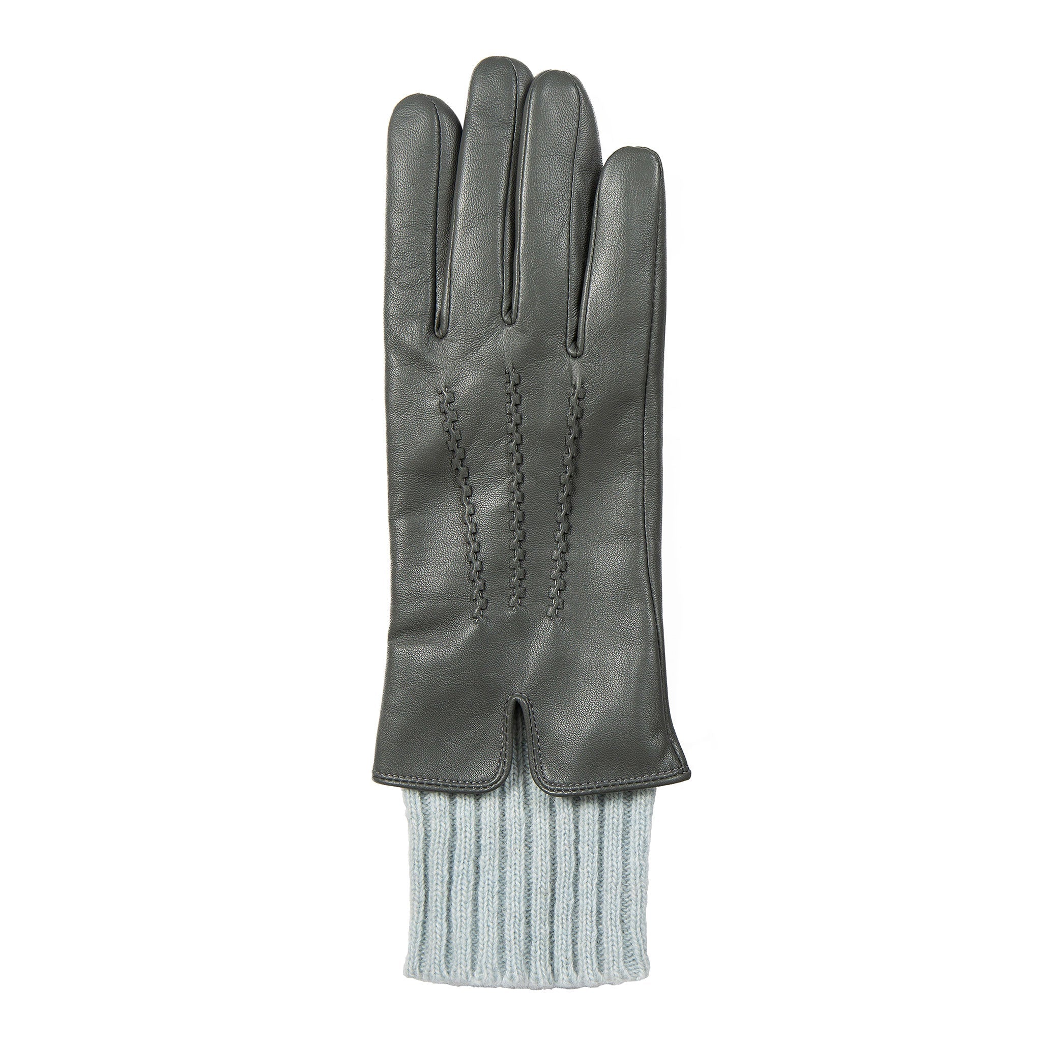 Women’s Three-Point Wool Blend-Lined Leather Gloves with Knitted Cuffs - Image 18