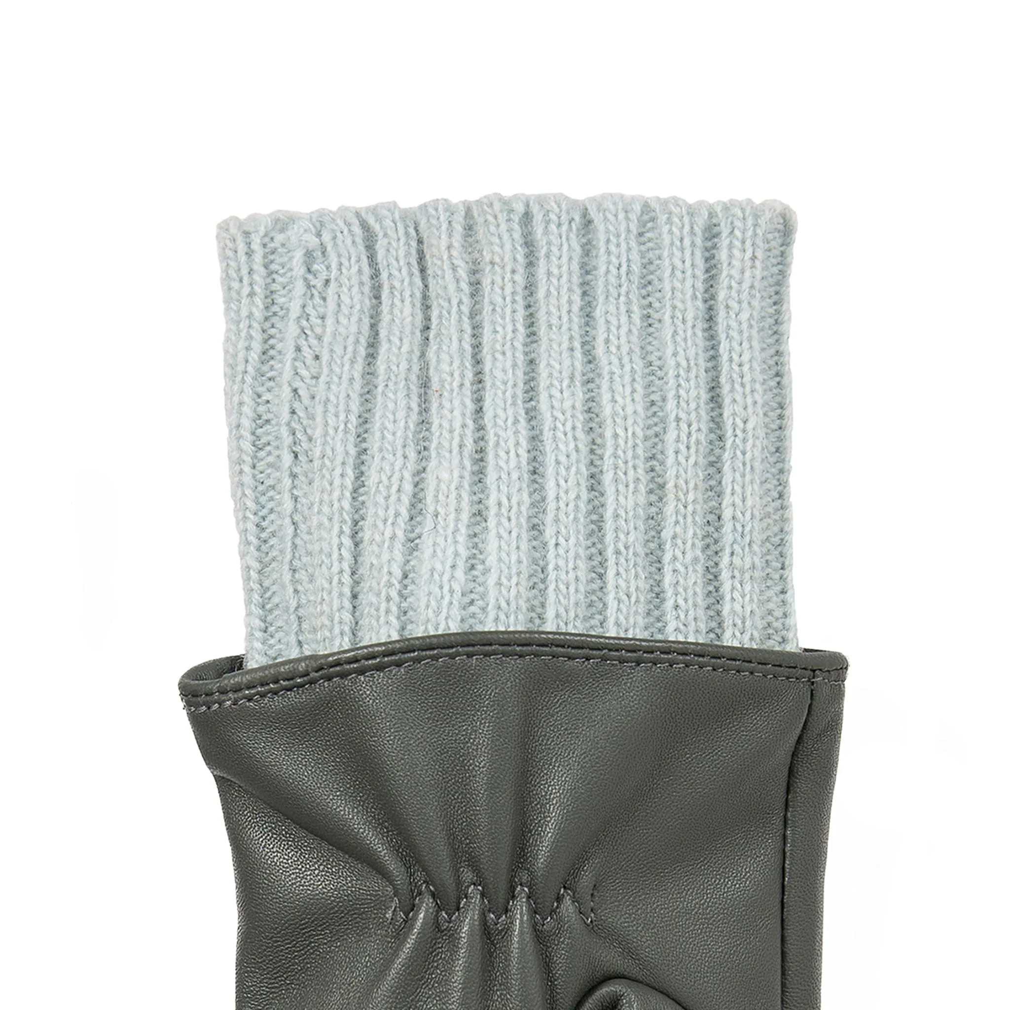 Women’s Three-Point Wool Blend-Lined Leather Gloves with Knitted Cuffs - Image 21