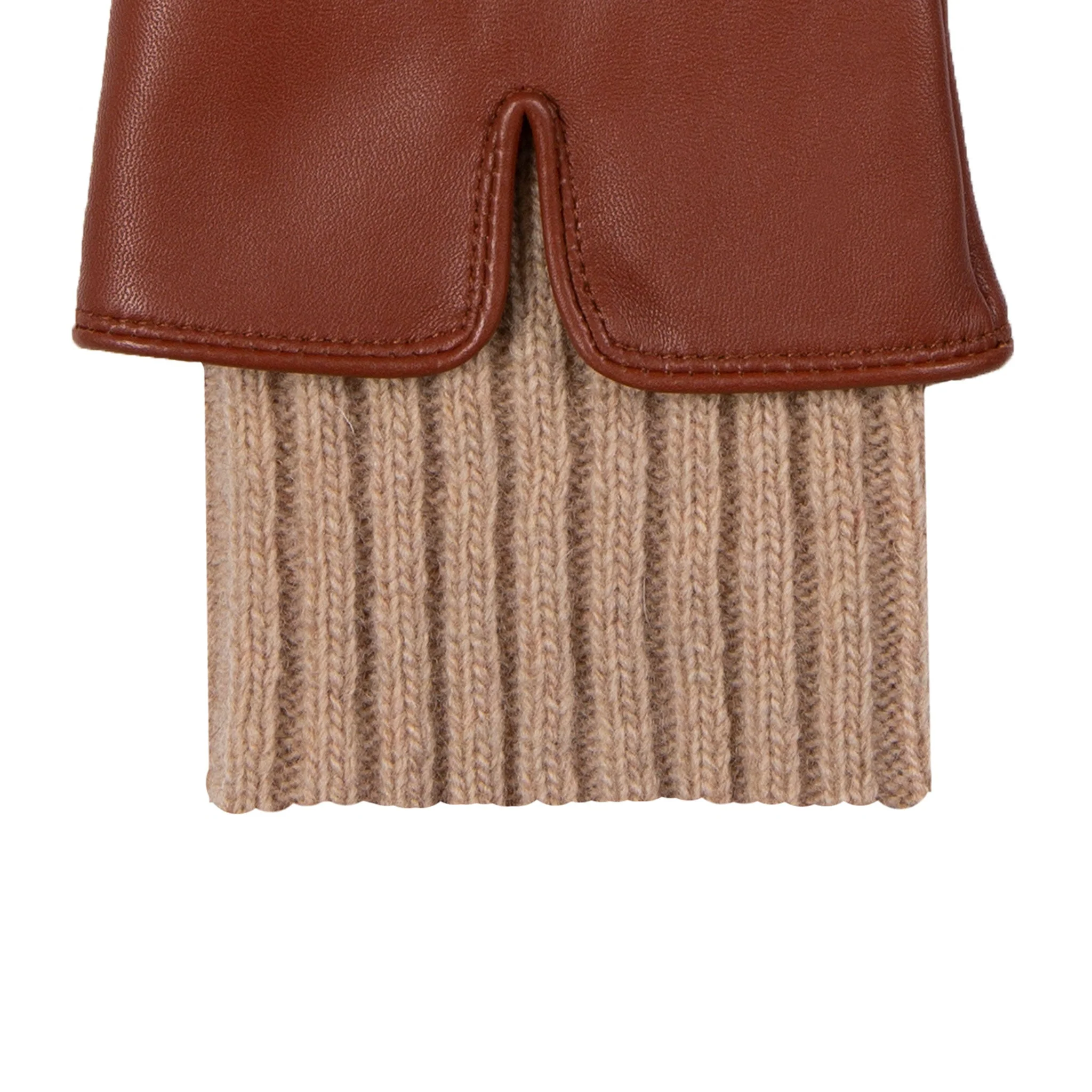 Women’s Three-Point Wool Blend-Lined Leather Gloves with Knitted Cuffs - Image 32