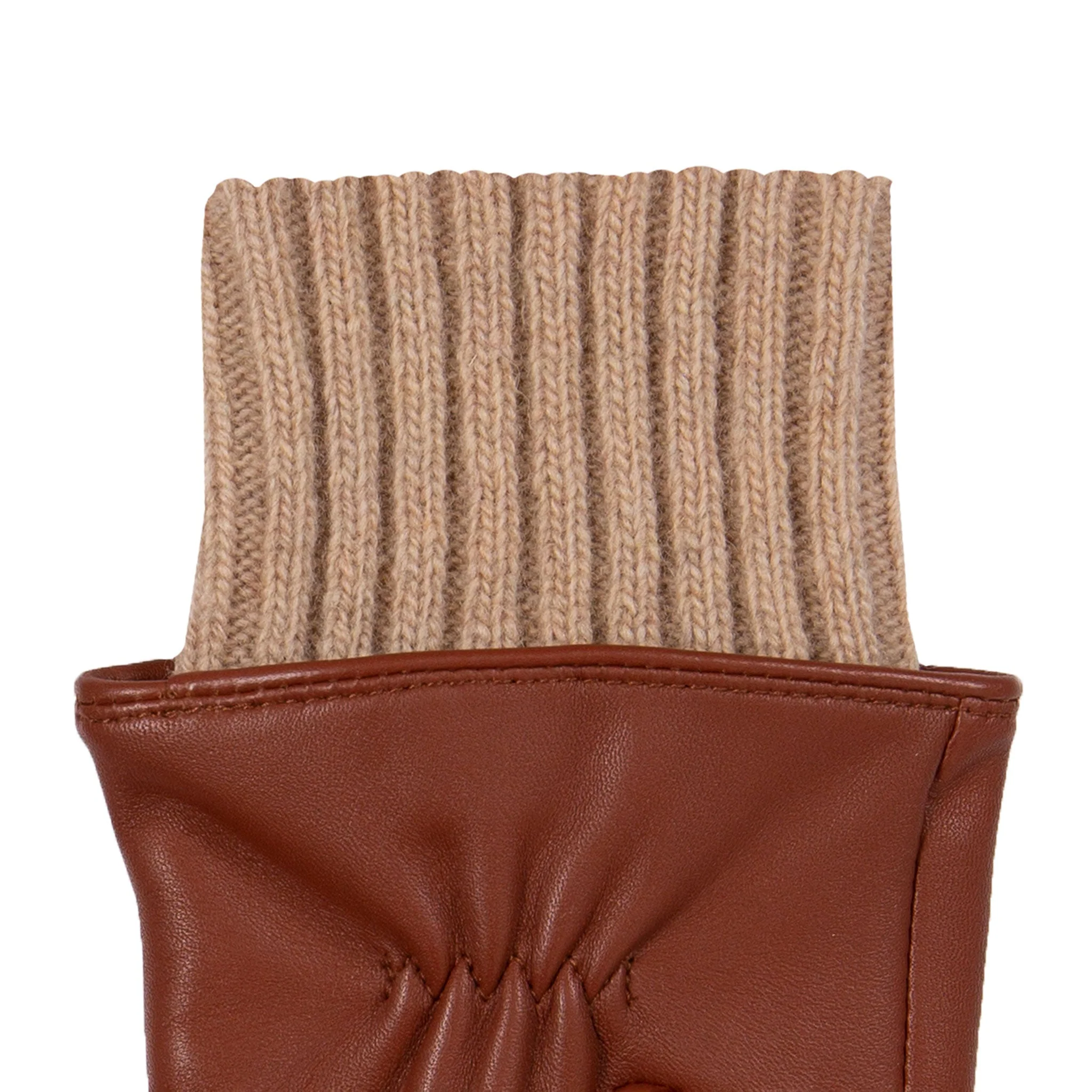 Women’s Three-Point Wool Blend-Lined Leather Gloves with Knitted Cuffs - Image 34
