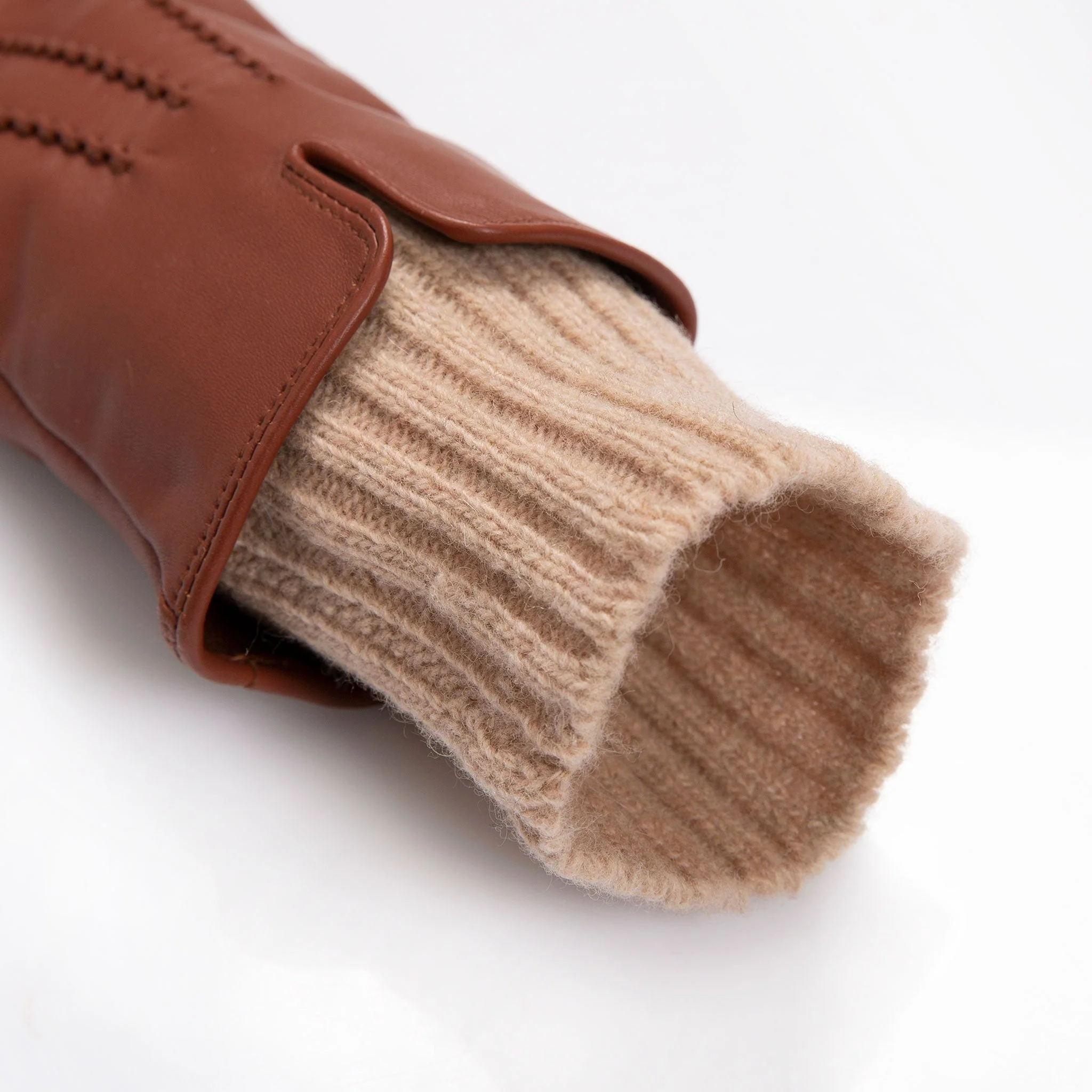 Women’s Three-Point Wool Blend-Lined Leather Gloves with Knitted Cuffs - Image 37