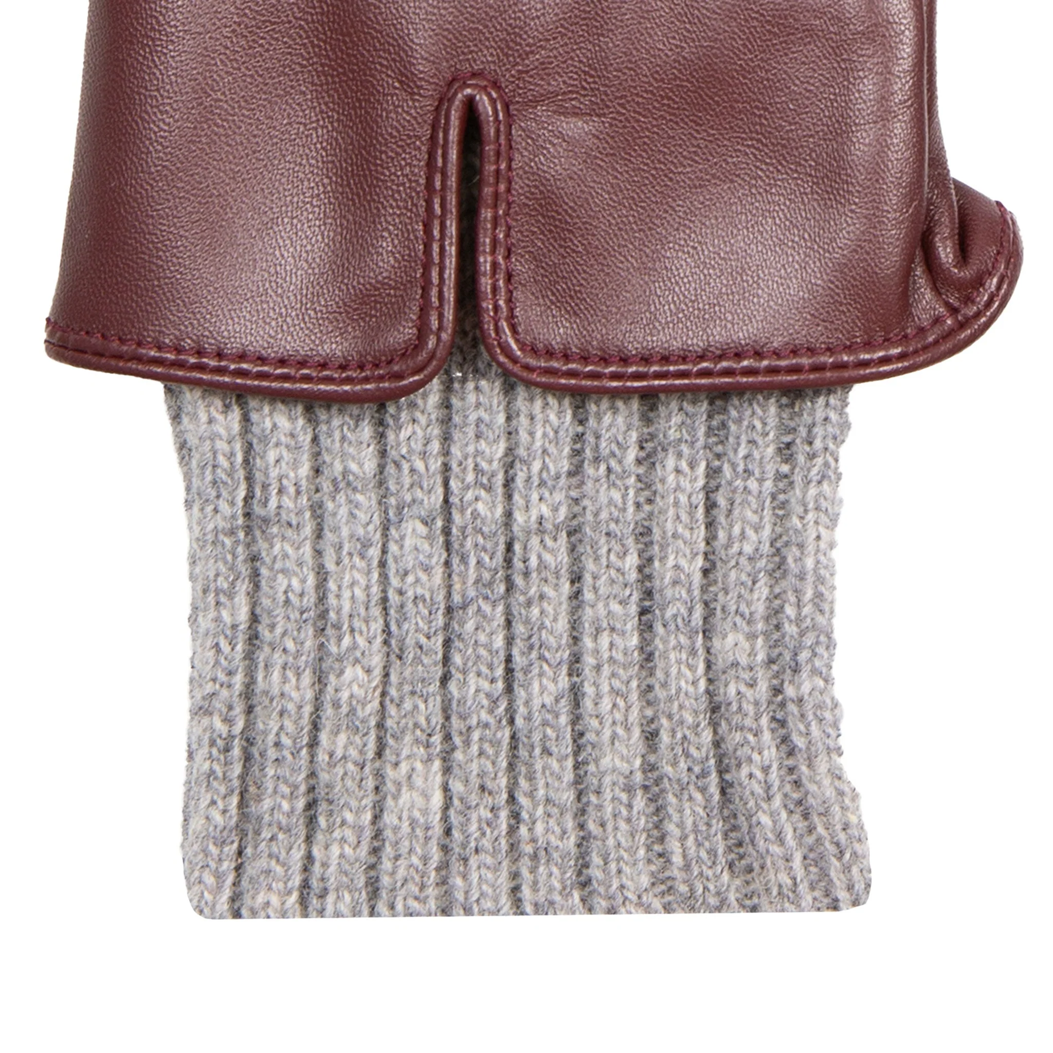 Women’s Three-Point Wool Blend-Lined Leather Gloves with Knitted Cuffs - Image 44