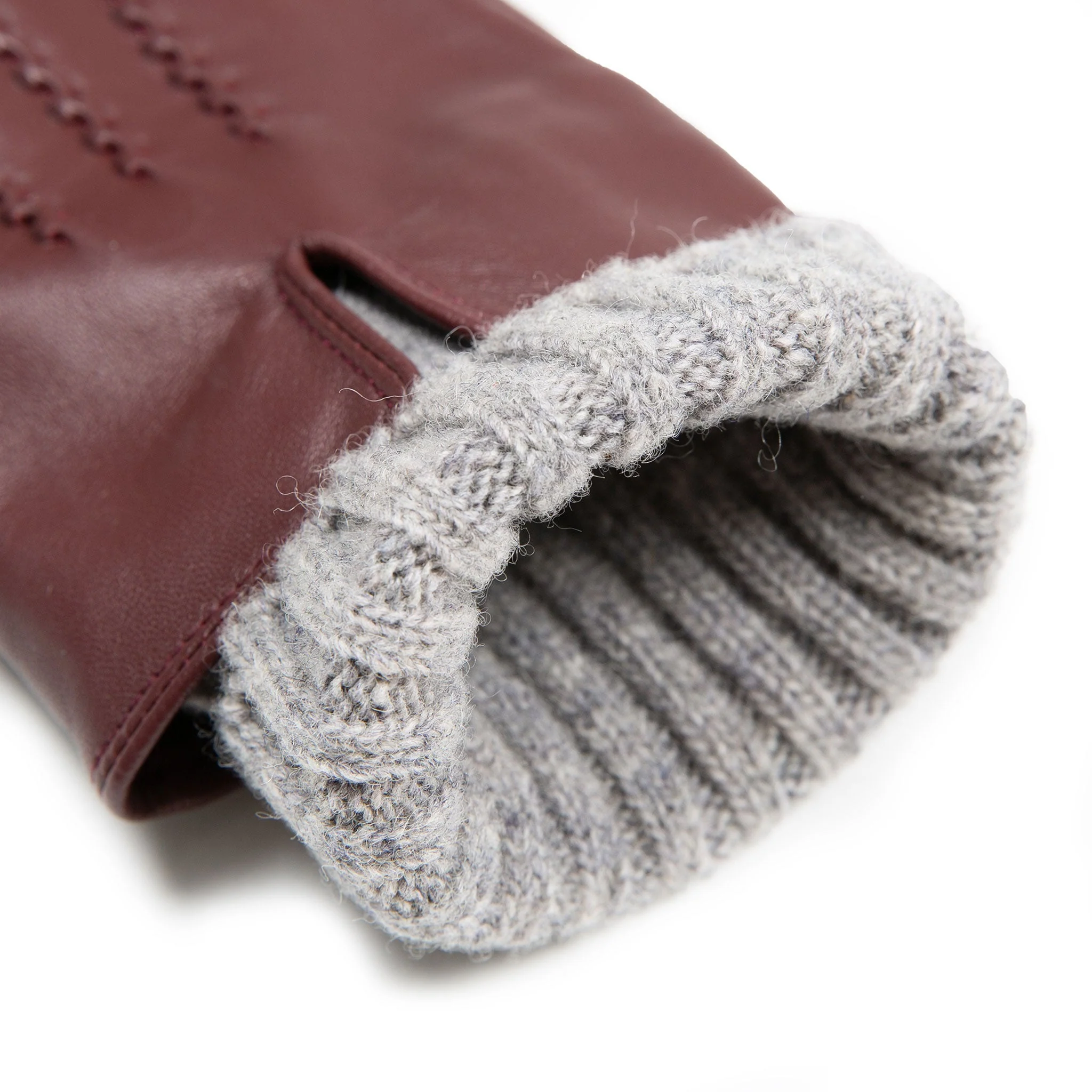 Women’s Three-Point Wool Blend-Lined Leather Gloves with Knitted Cuffs - Image 48