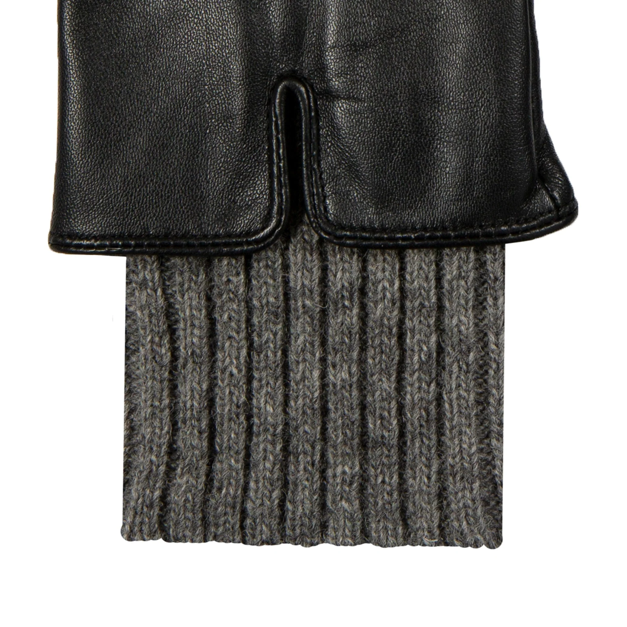 Women’s Three-Point Wool Blend-Lined Leather Gloves with Knitted Cuffs - Image 7